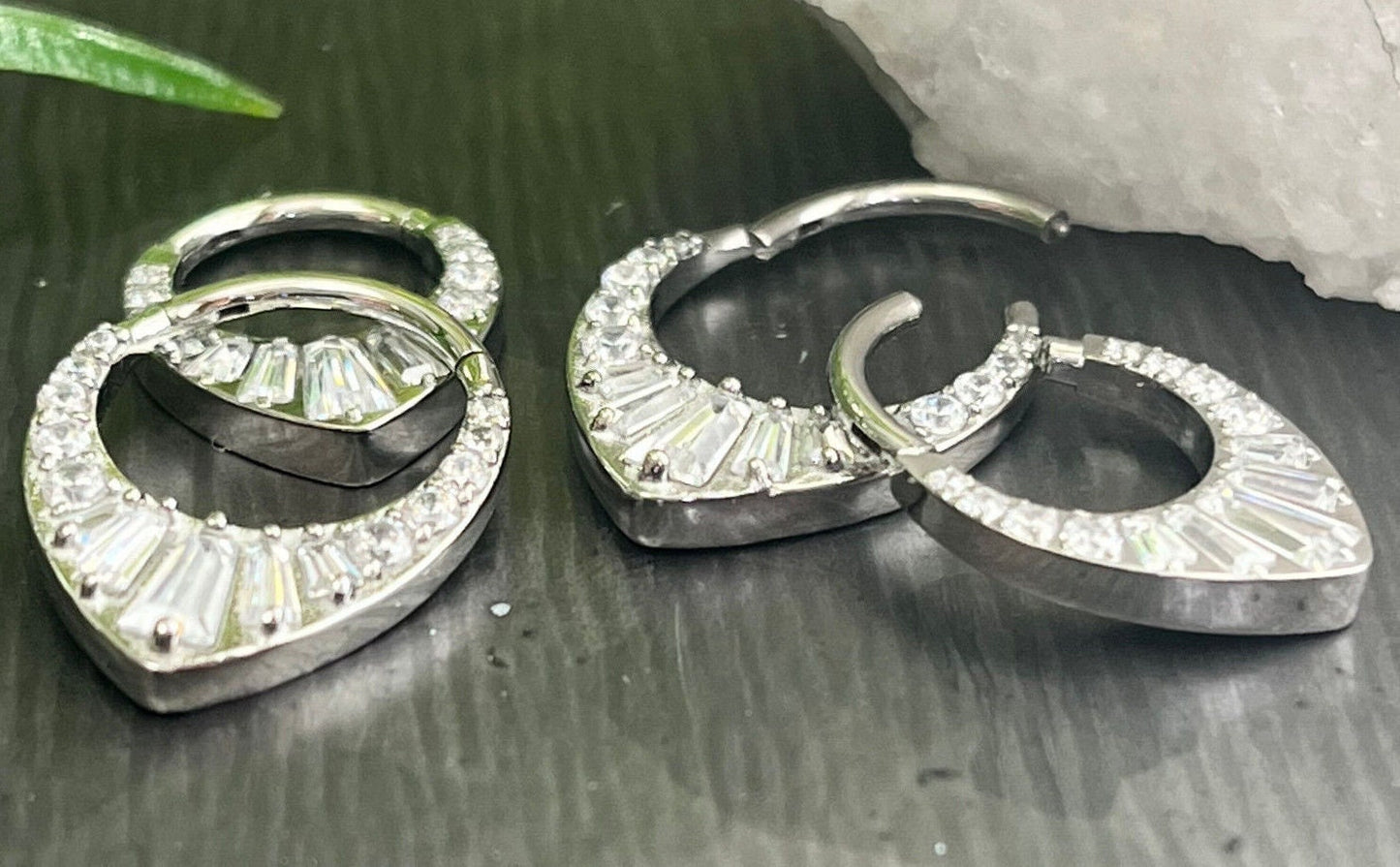 1 Piece Grand Tiara CZ Gems Hinged Steel Segment Septum Ring - 16g - 10mm & 8mm Available!