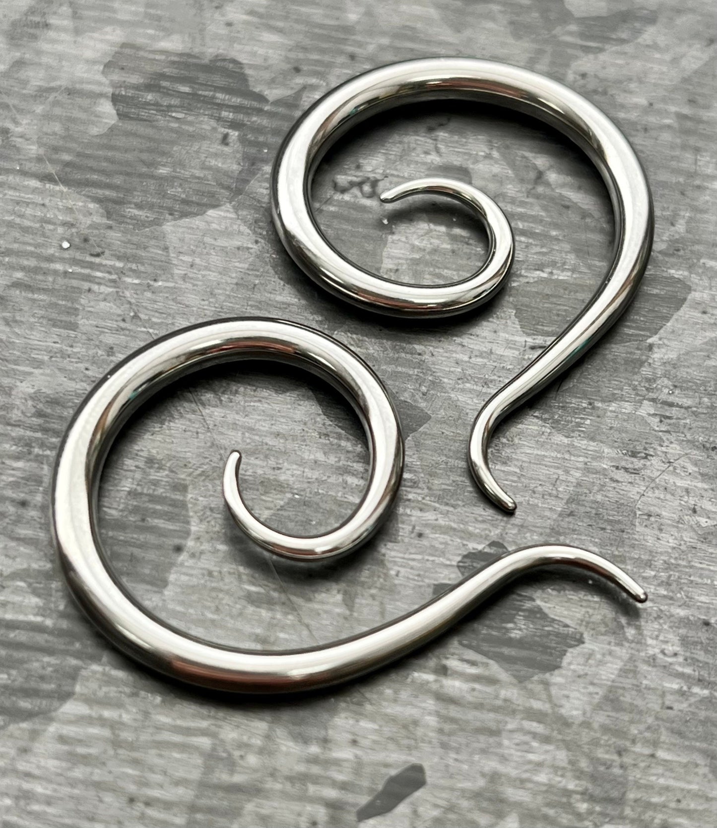 PAIR of Beautiful Surgical Steel Spiral Hanging Tapers Expanders - Gauges 12g (2mm) thru 2g (6mm) available!