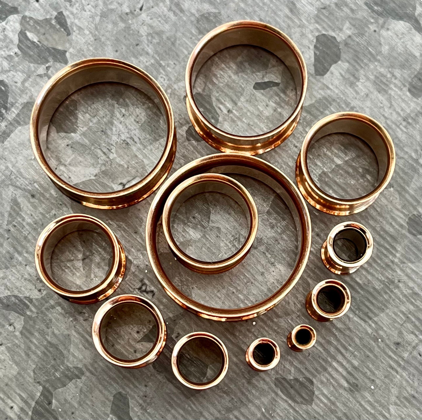 PAIR of Beautiful Rose Gold Plated Double Flare Tunnels/Plugs - Gauges - 8g (3.2mm) thru 1" (25mm) available!