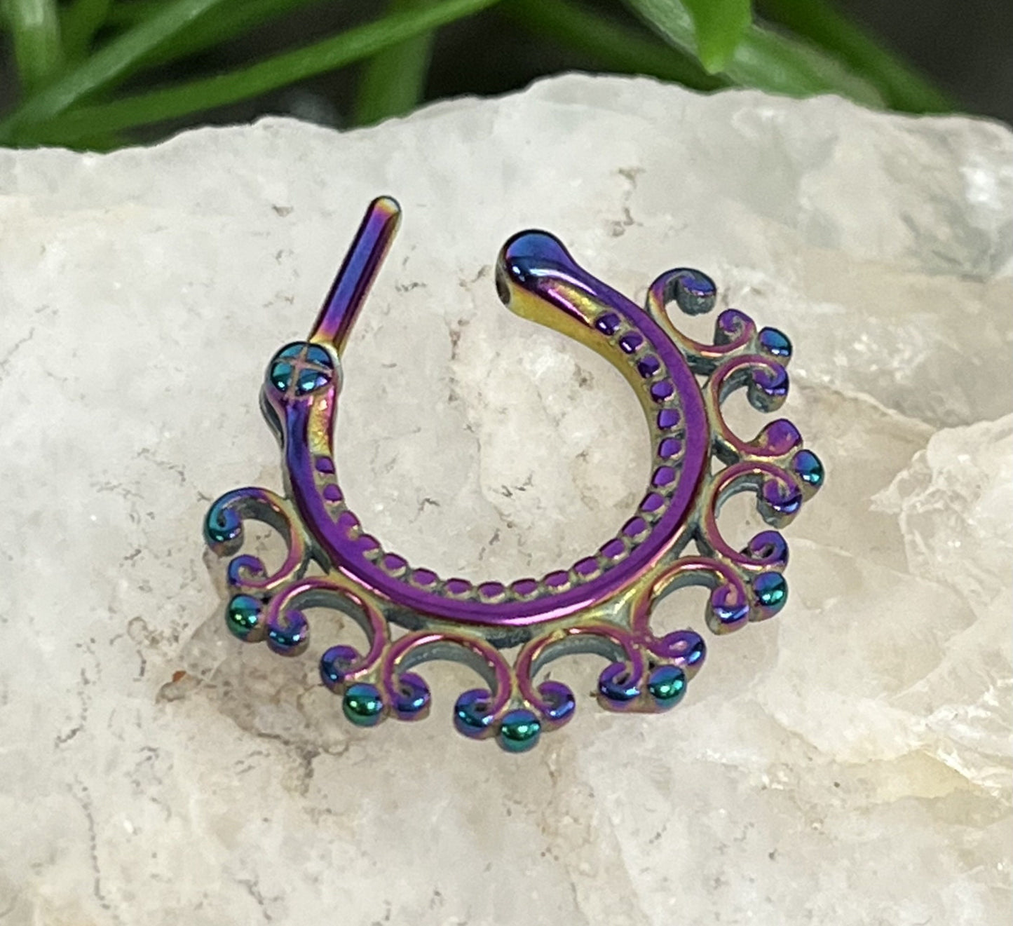 1 Piece Stunning 100% Surgical Steel Laced Edge Clicker Septum Ring- 16g -Internal Diameter 8mm -Gold, Rose Gold, Rainbow & Steel Available!