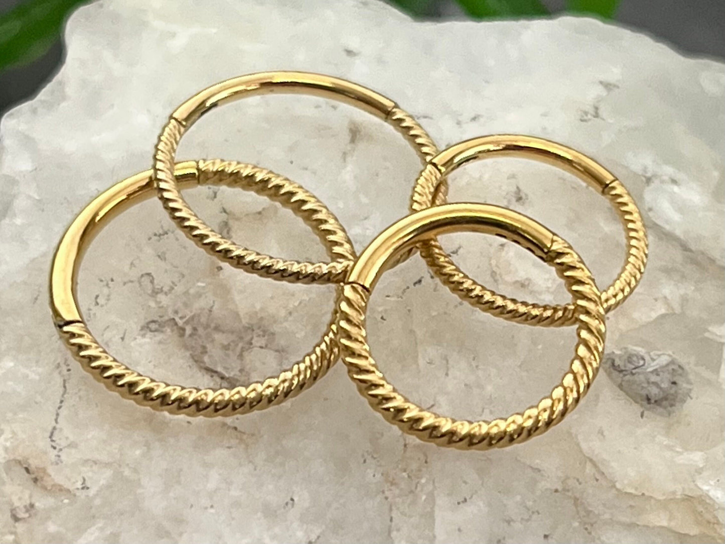 1 Piece Stainless Steel Braided Hinged Segment Septum Ring - 18g & 16g, 8mm or 10mm - Steel, Black, Gold, Rose Gold, and Rainbow available!