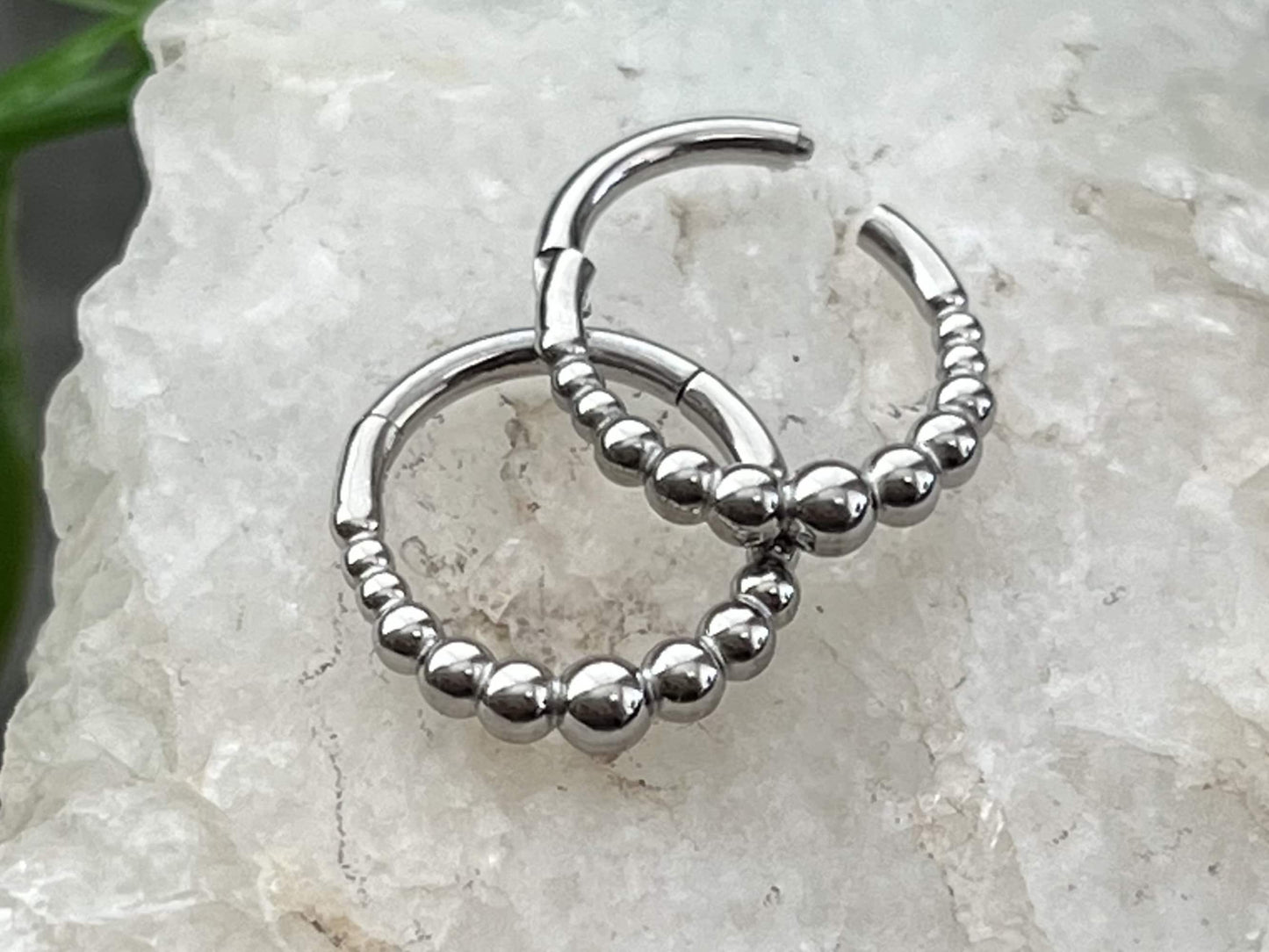 1 Piece Unique Tribal Ball 316L Surgical Steel Silver Septum Clicker Ring - 16g - Internal Diameter 8mm or 10mm Available!