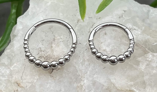 1 Piece Unique Tribal Ball 316L Surgical Steel Silver Septum Clicker Ring - 16g - Internal Diameter 8mm or 10mm Available!