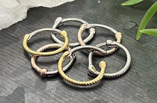 1 Piece Unique Twisted Rope Line Steel Septum Hinged Segment Ring- 16g - Internal Diameter 10mm - Silver, Gold & Rose Gold Available!