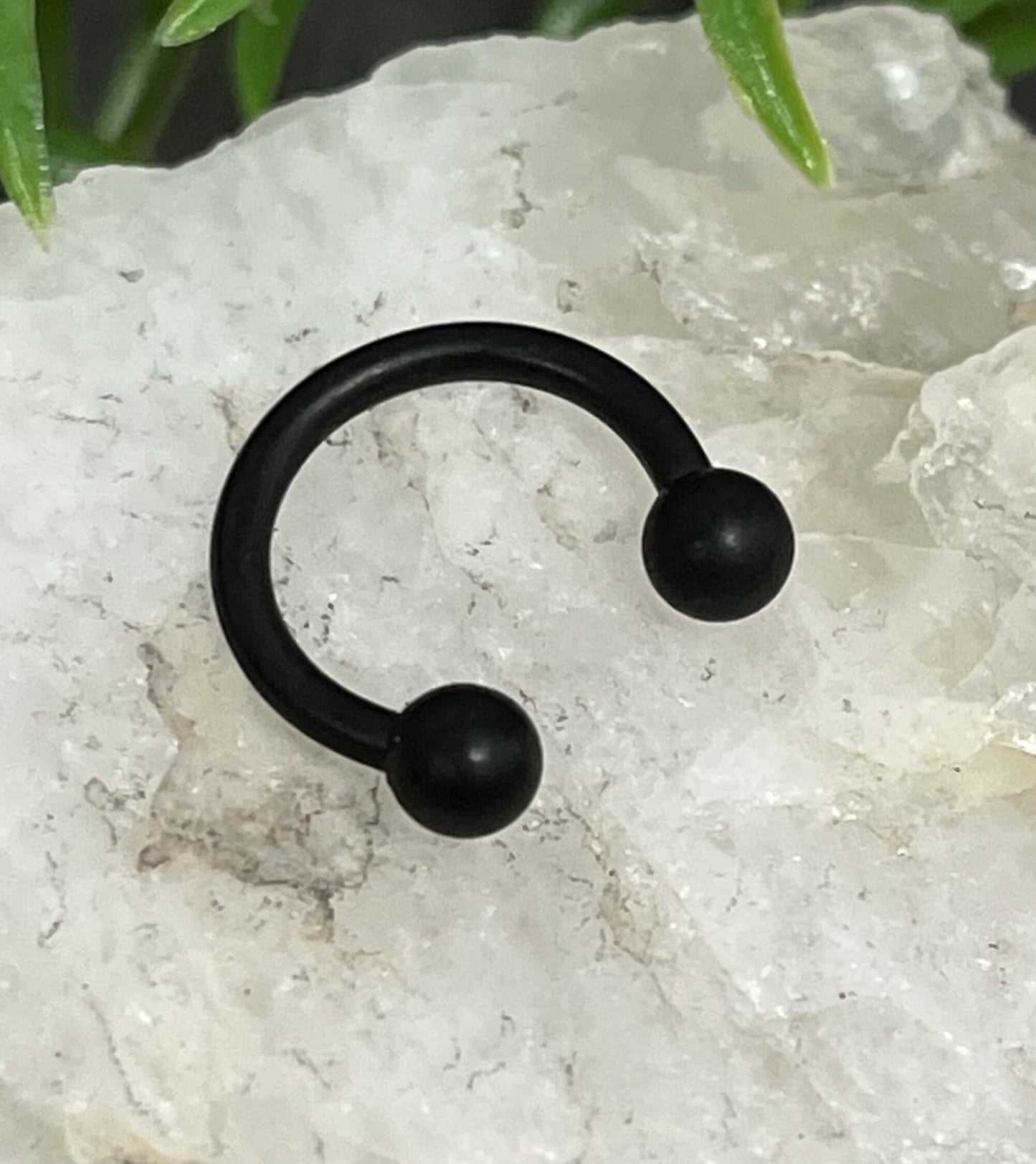 1 Piece Unique Matte Black IP Circular Barbell Horseshoe Ring - 16g, 14g- Internal Diameter 6mm, 8mm, 10mm - Ball Size 3mm or 4mm Available!