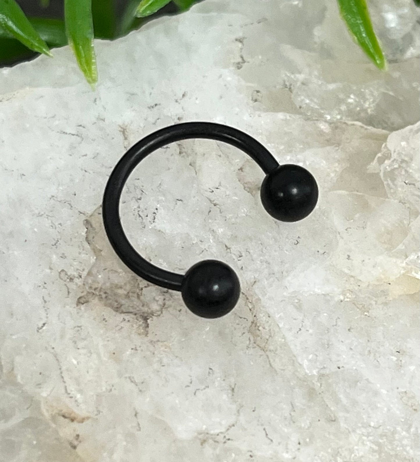 1 Piece Unique Matte Black IP Circular Barbell Horseshoe Ring - 16g, 14g- Internal Diameter 6mm, 8mm, 10mm - Ball Size 3mm or 4mm Available!