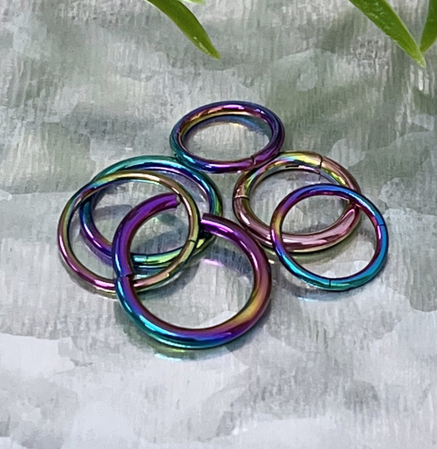 1 Piece Stunning Implant Grade Titanium Hinged Segment Septum Ring - 18g, 16g, 14g -Black, Gold, Rose Gold & Rainbow w/ Assorted Diameters!