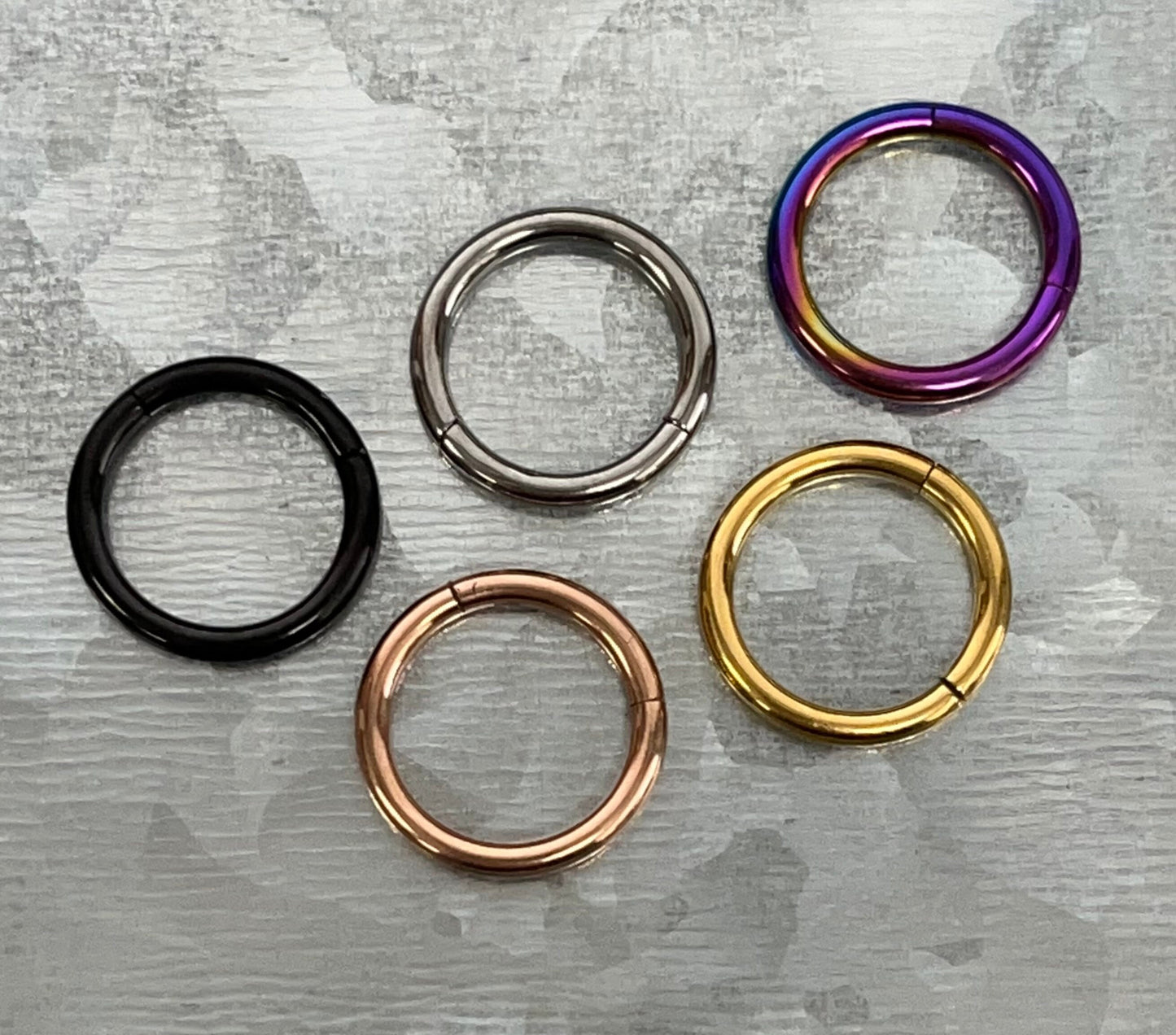 1 Piece Brilliant Implant Grade Titanium Silver Hinged Segment Septum Ring - 20g, 18g, 16g, 14g - Assorted Diameters!(other color available)