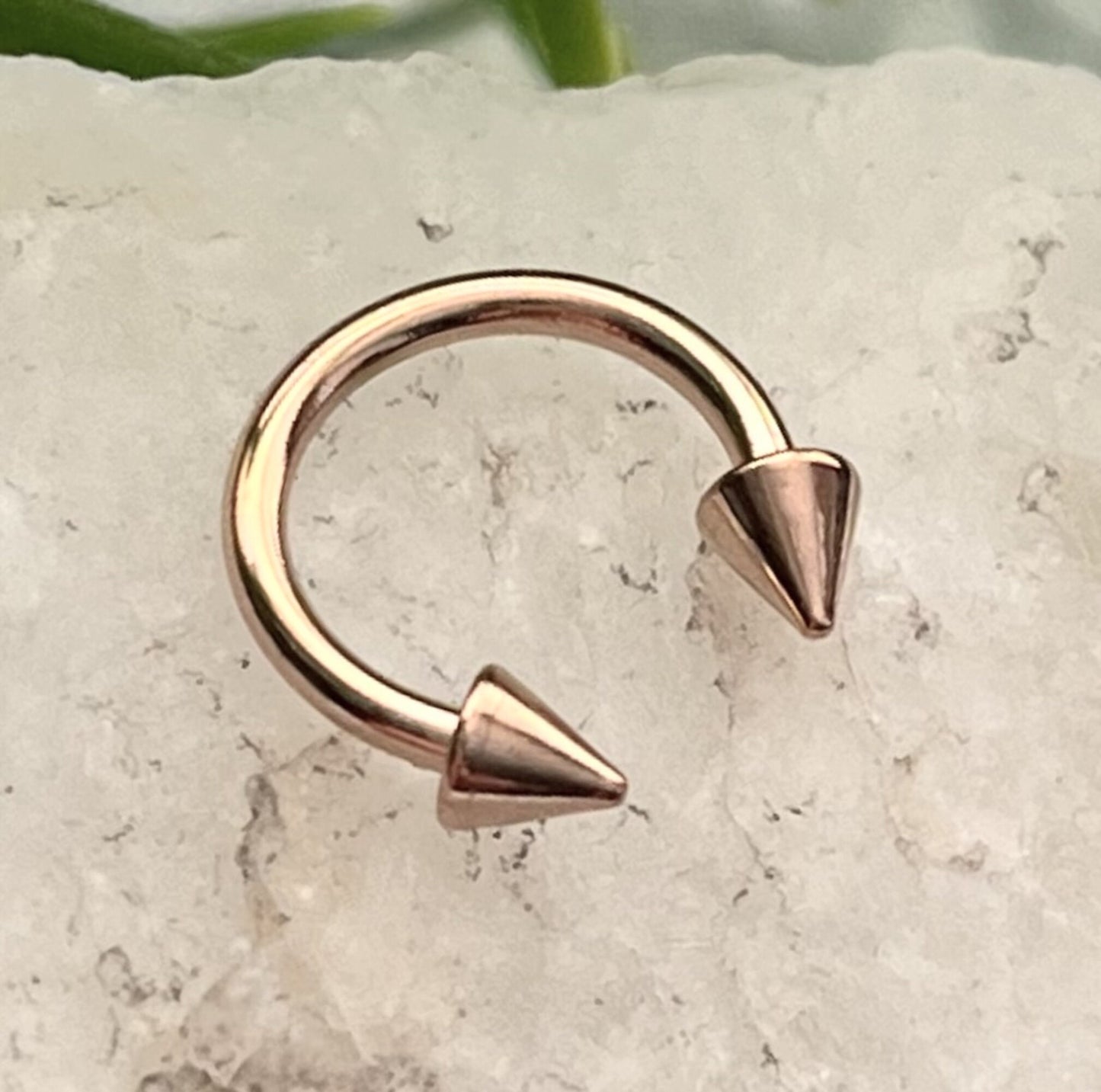 1 Piece Stunning Rose Gold Spiked Circular Barbell Horseshoe Ring - 16g, 14g- Internal Diameter 6mm, 8mm, 10mm Available!