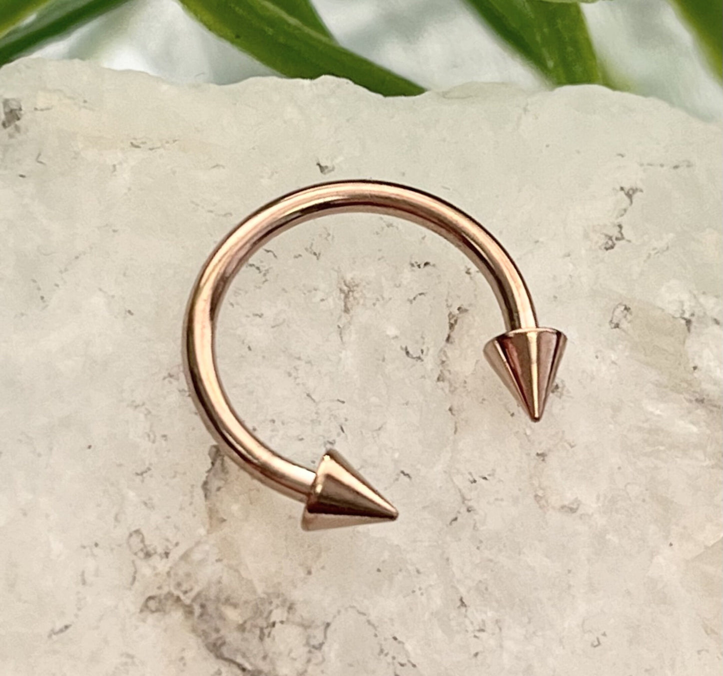 1 Piece Stunning Rose Gold Spiked Circular Barbell Horseshoe Ring - 16g, 14g- Internal Diameter 6mm, 8mm, 10mm Available!