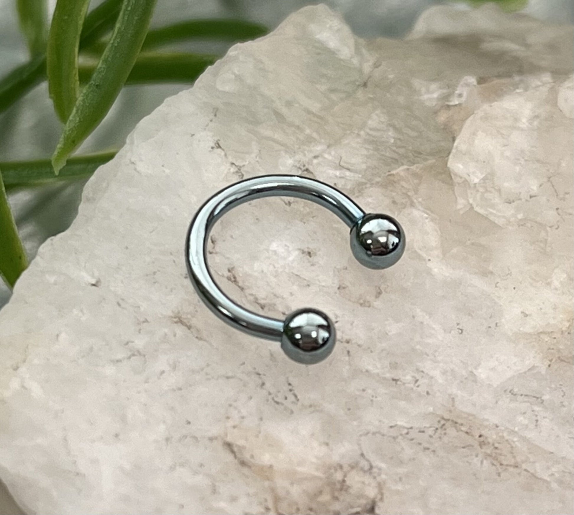 PAIR of Beautiful Light Blue Titanium Anodized Circular Barbell Horseshoe Ring - 18g thru 14g with Assorted Ball Sizes!!