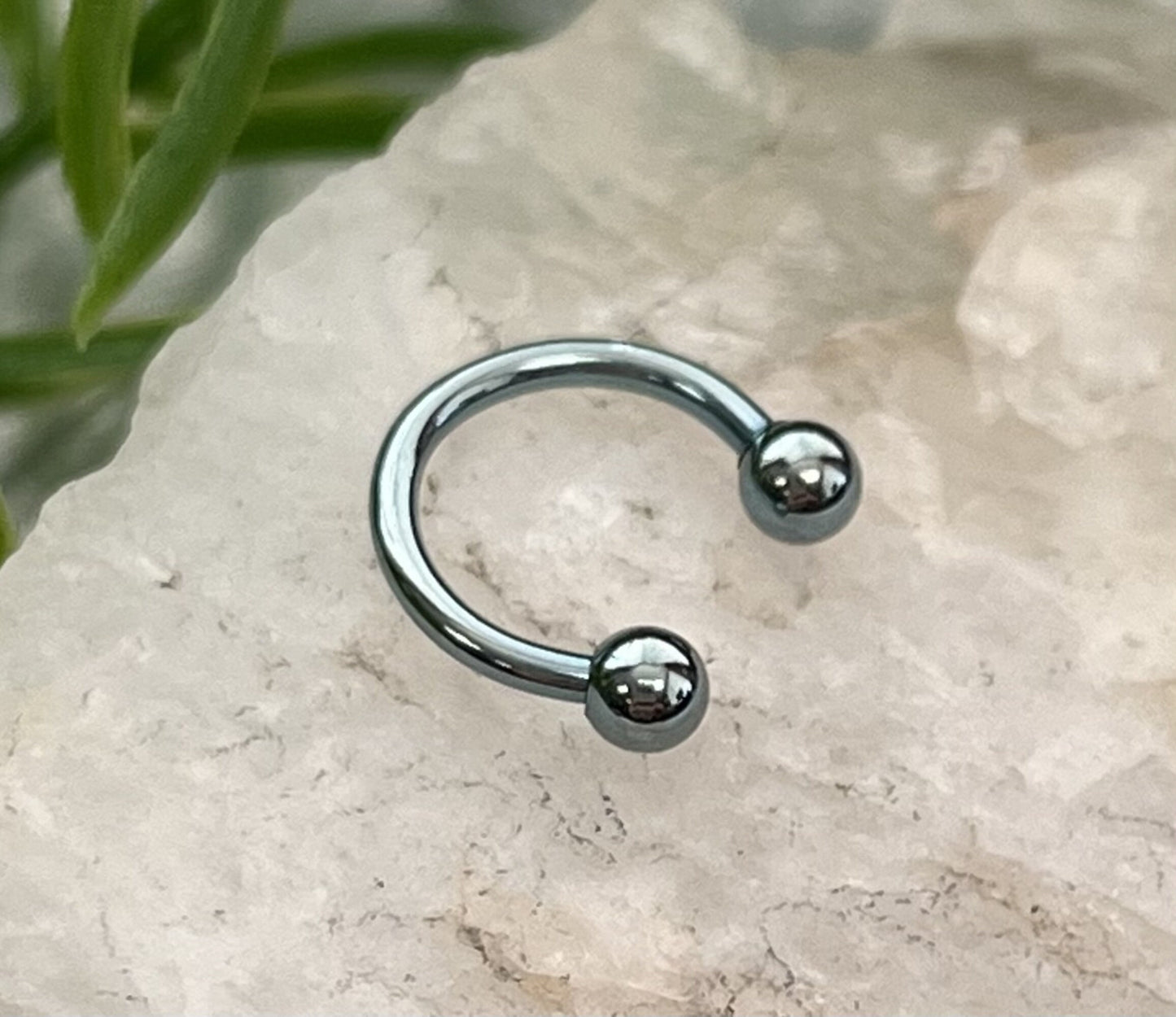 PAIR of Beautiful Light Blue Titanium Anodized Circular Barbell Horseshoe Ring - 18g thru 14g with Assorted Ball Sizes!!