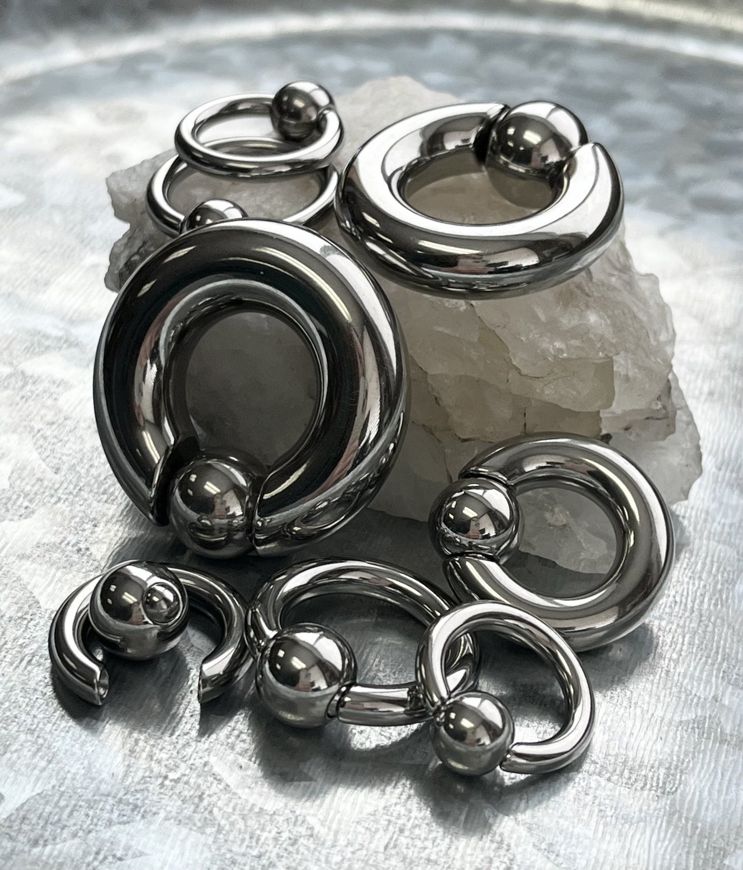 1 Piece Spring Loaded Captive Bead Large Gauge Steel Segment Ring/Hoop - Easy Pop Out - Gauges 8g (3.2mm) thru 00g (10mm) Available!