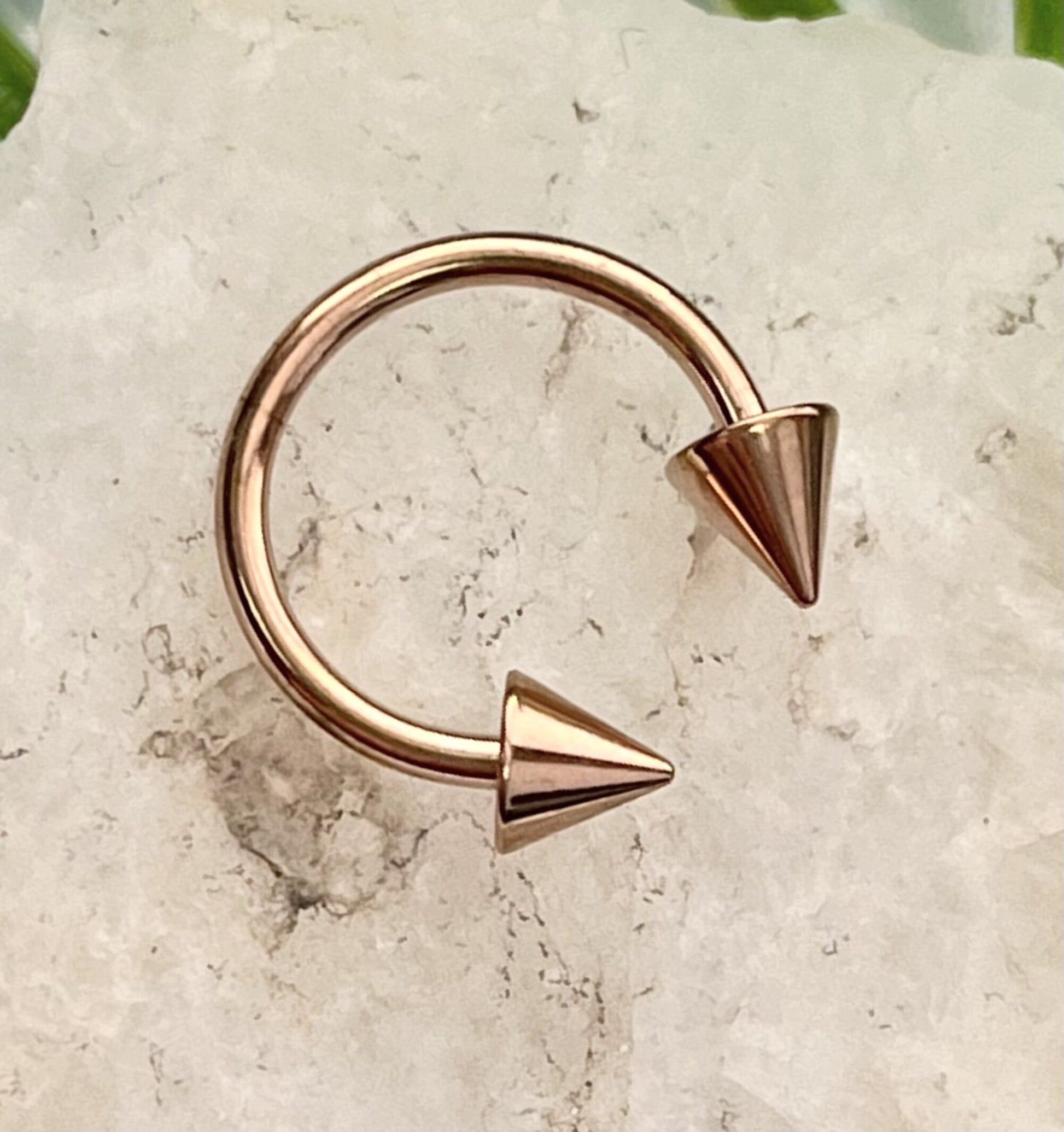 1 Piece Stunning Rose Gold Spiked Circular Barbell Horseshoe Ring - 16g, 14g- Internal Diameter 6mm, 8mm, 10mm Available!
