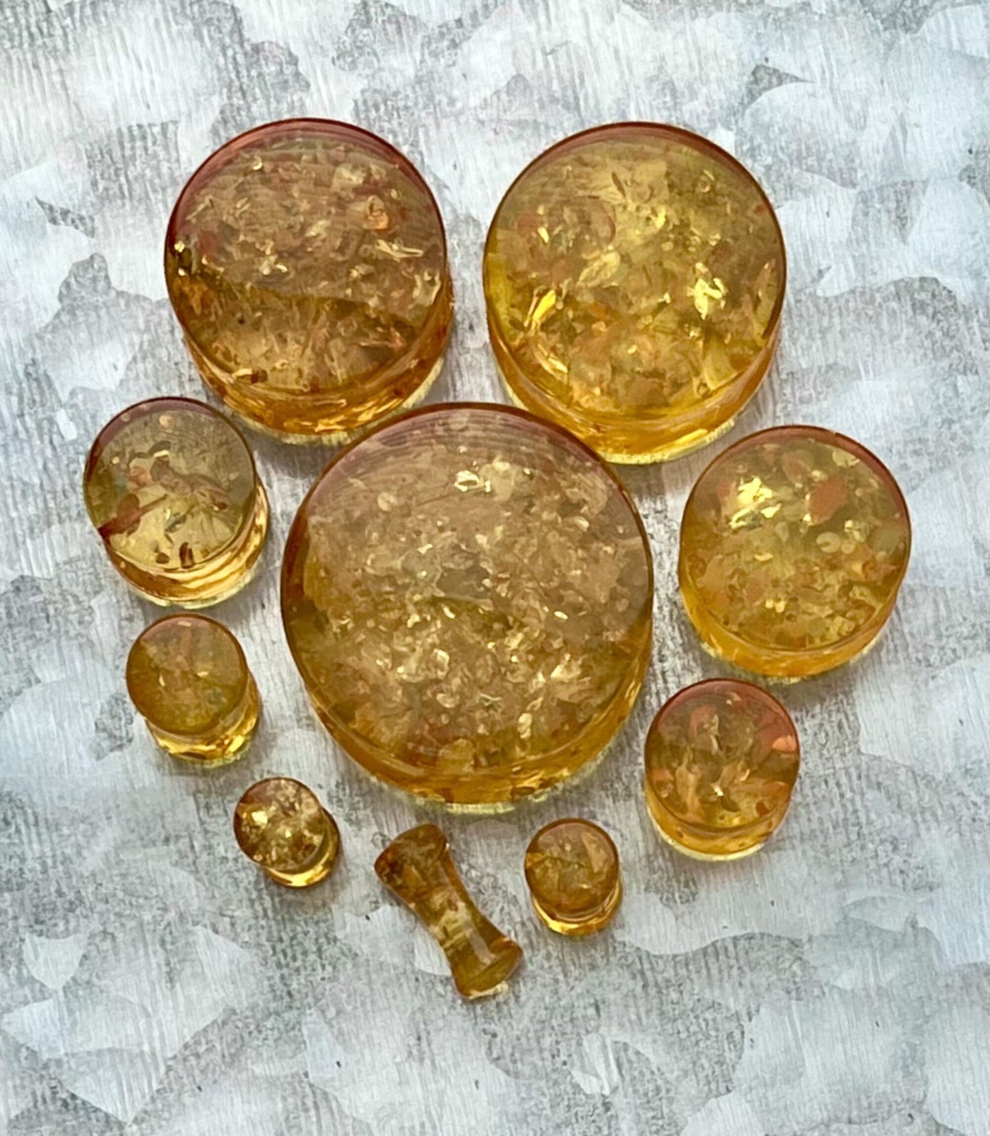 PAIR of Beautiful Acrylic Amber Saddle Double Flare Plug - Gauges 6g (4mm) through 1" (25mm) available!
