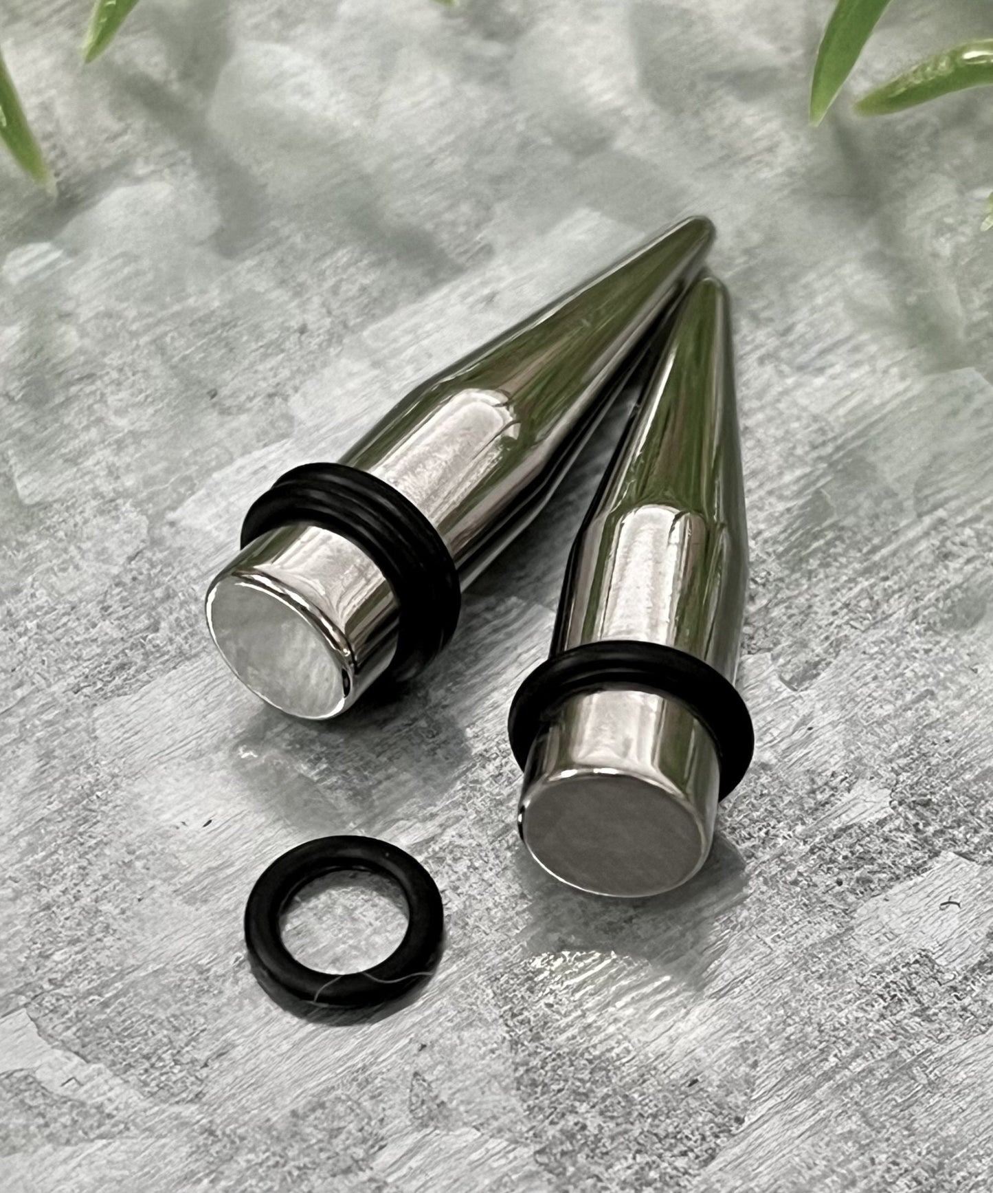PAIR of Stunning Stainless Steel Straight Tapers Expanders with O-Rings - Gauges 14g (1.6mm) thru 0g (8mm) available!