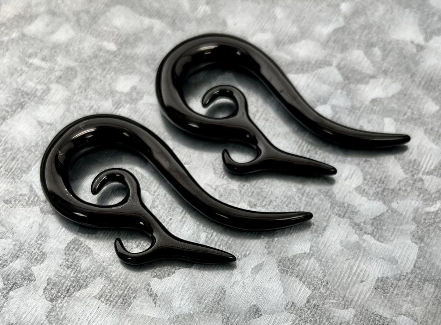 PAIR of Black Tribal 316L Surgical Steel Hanging Tapers Expanders - Gauges 14g (1.6mm) thru 0g (8mm) Available!