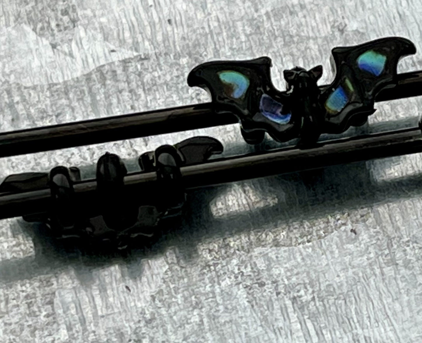 1 PIECE Unique Abalone Bat Industrial Barbell - Ear- 14g - Wearable Length (38mm) 1&1/2" Available!