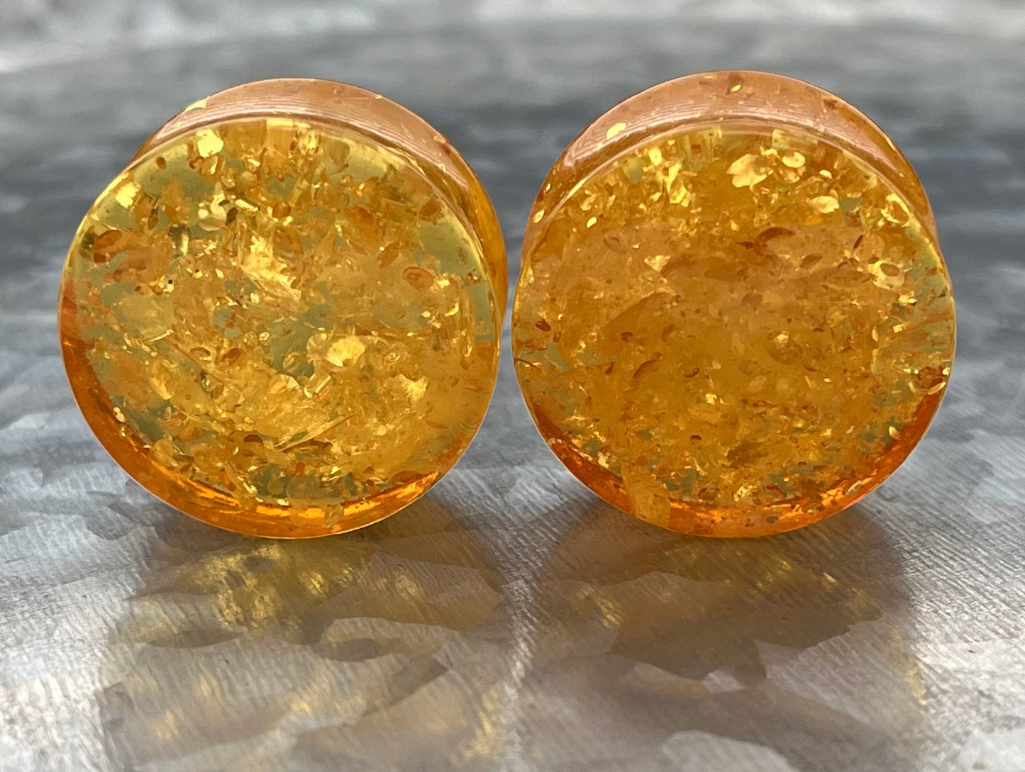 PAIR of Beautiful Acrylic Amber Saddle Double Flare Plug - Gauges 6g (4mm) through 1" (25mm) available!