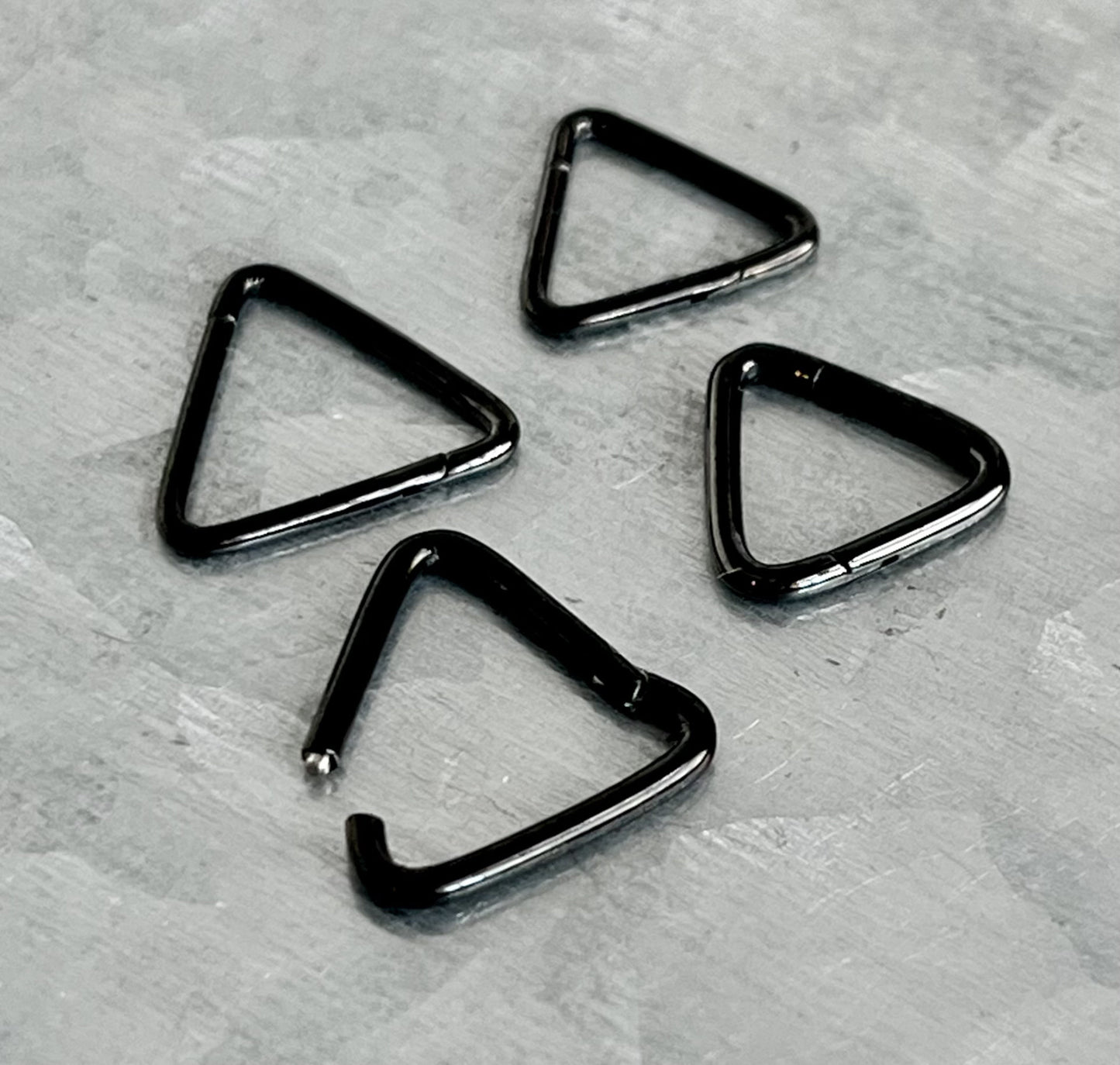 1 Piece Unique Triangle Hinged Segment Septum Stainless Steel Ring - 16g or 18g - 8mm & 10mm - Black, Steel and Gold Available!