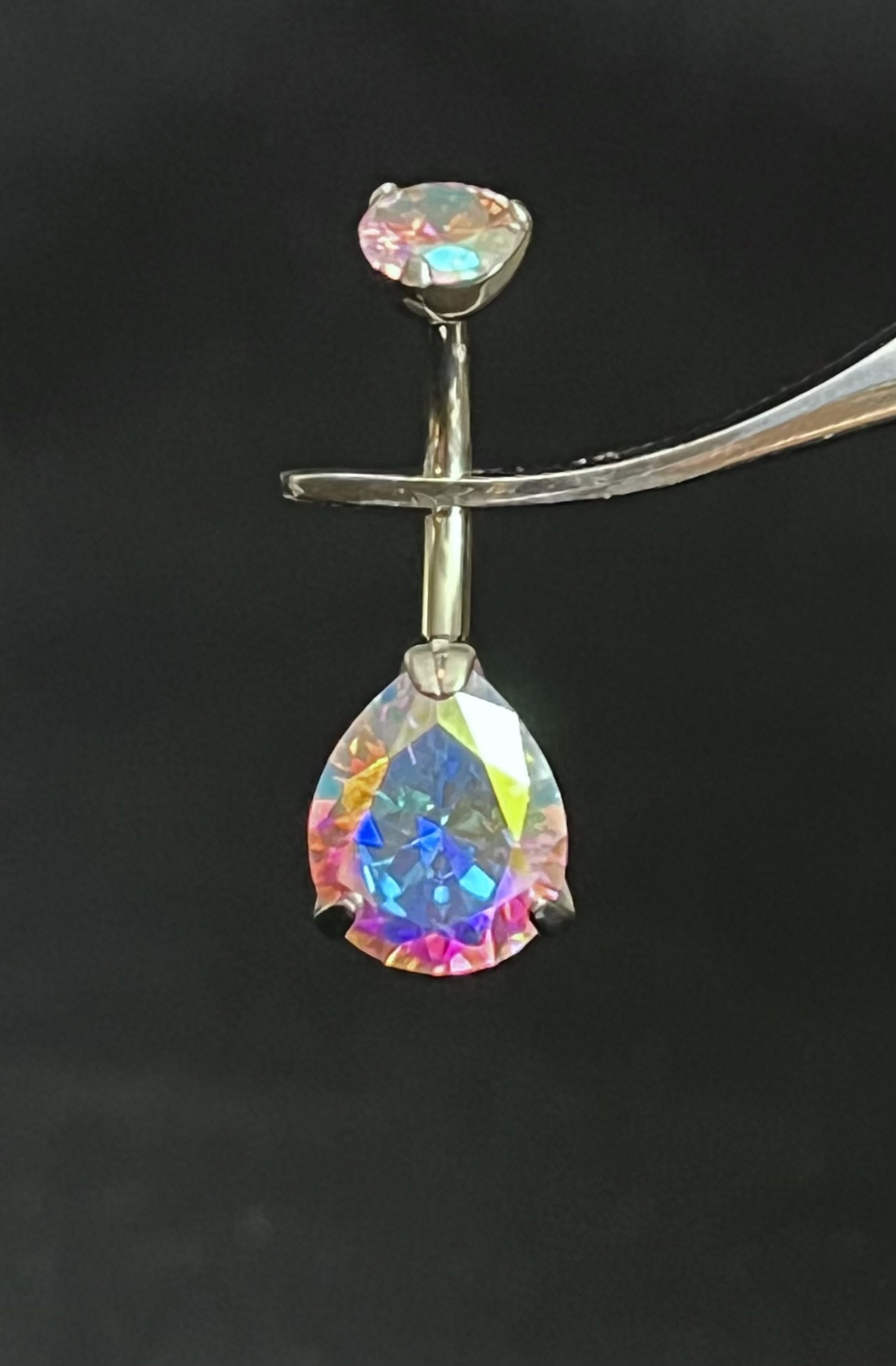 1 Piece Solid Implant Grade Titanium Teardrop Gem Internally Threaded Navel/Naval Belly Ring - 14g - Available in a Variety of Colors!