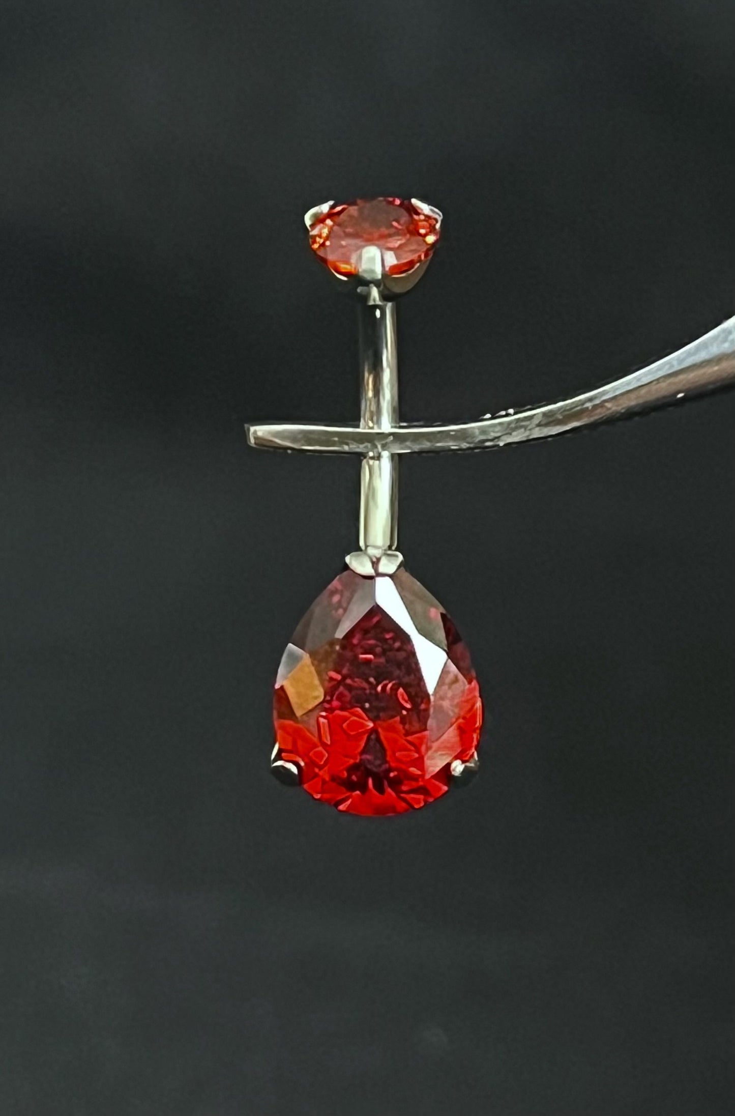 1 Piece Solid Implant Grade Titanium Teardrop Gem Internally Threaded Navel/Naval Belly Ring - 14g - Available in a Variety of Colors!