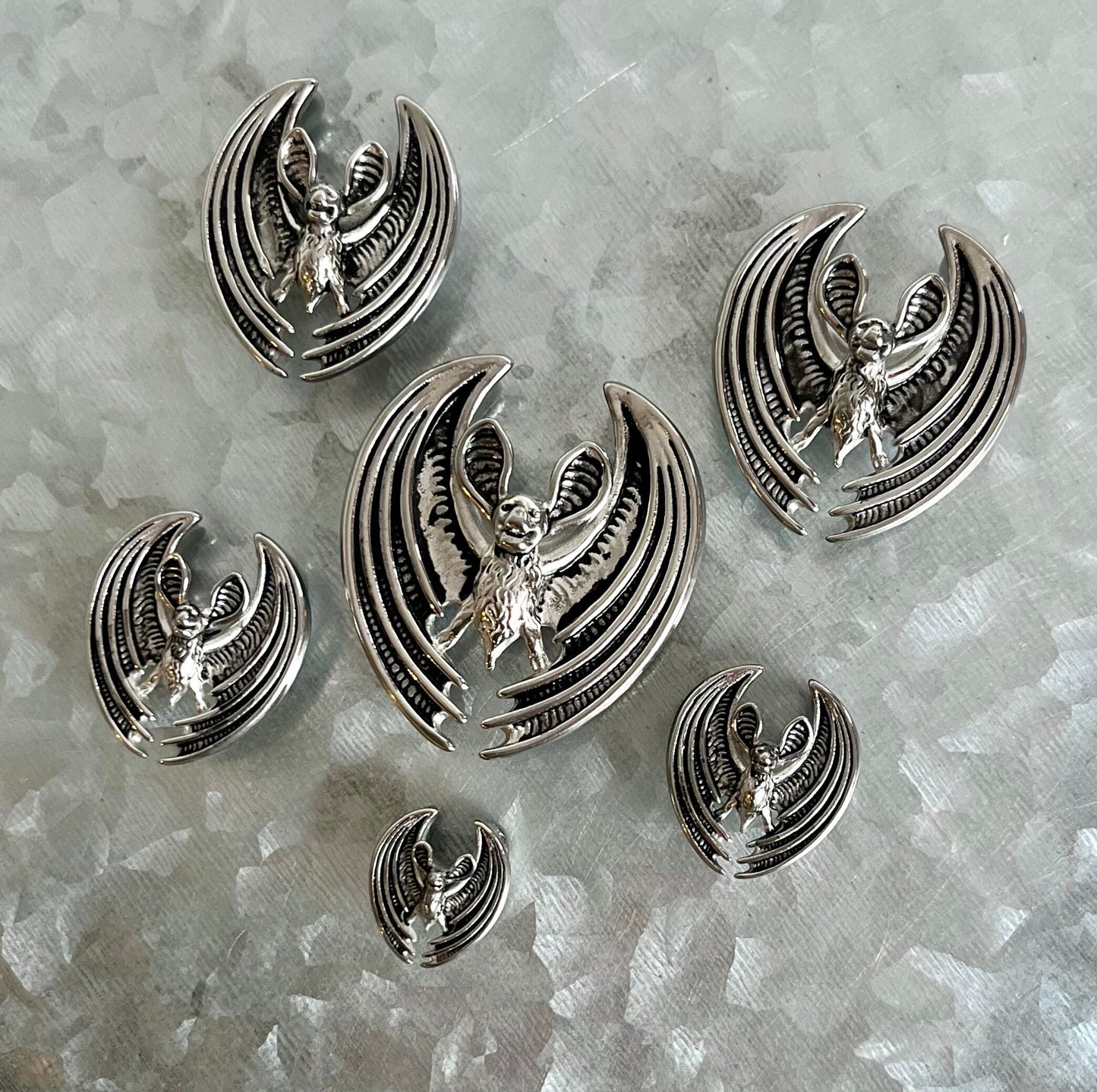 PAIR of Unique Flying Bat Saddle Surgical Steel Ear Spreader Hanger-Tunnels/Plugs - Gauges 0g (8mm) thru 3/4" (19mm) available!