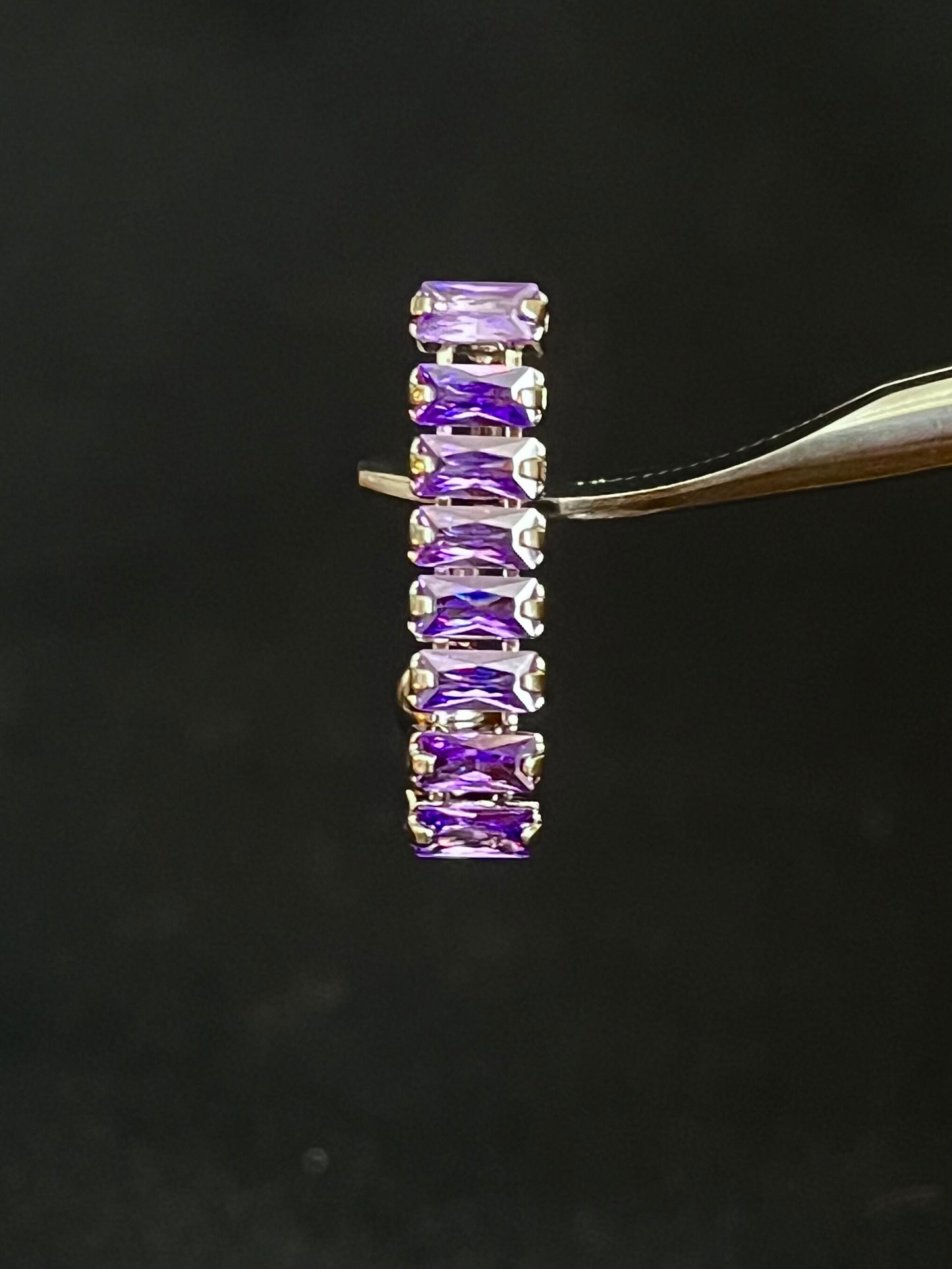 1 Piece Beautiful 8-Baguette CZ Gem Top Drop Dangle Reverse Navel / Naval Belly Ring - 14g - 10mm - Clear, Pink & Purple Available!