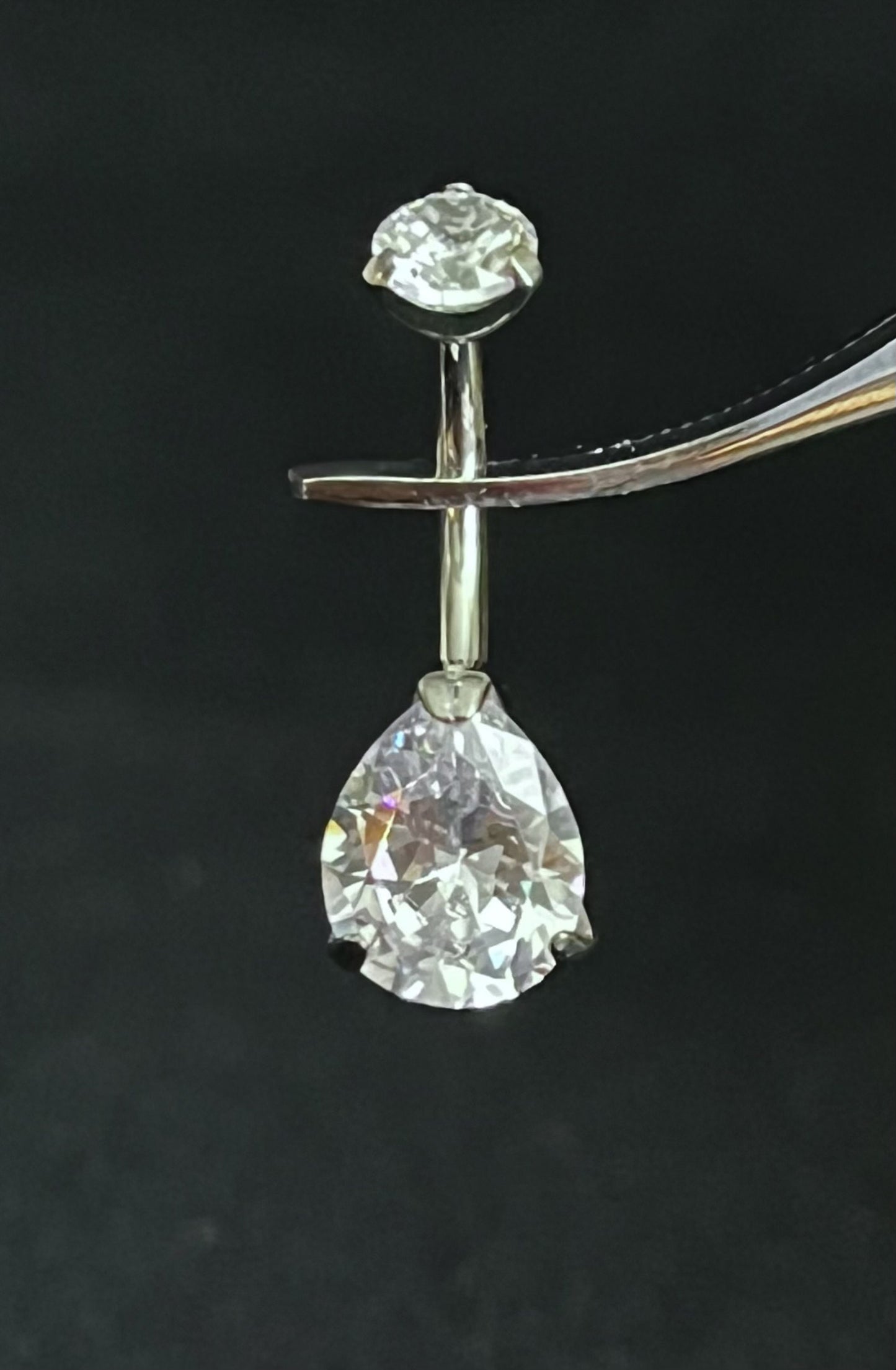 1 Piece Solid Implant Grade Titanium Teardrop Gem Internally Threaded Navel/Naval Belly Ring - 14g - Available in a Variety of Colors!