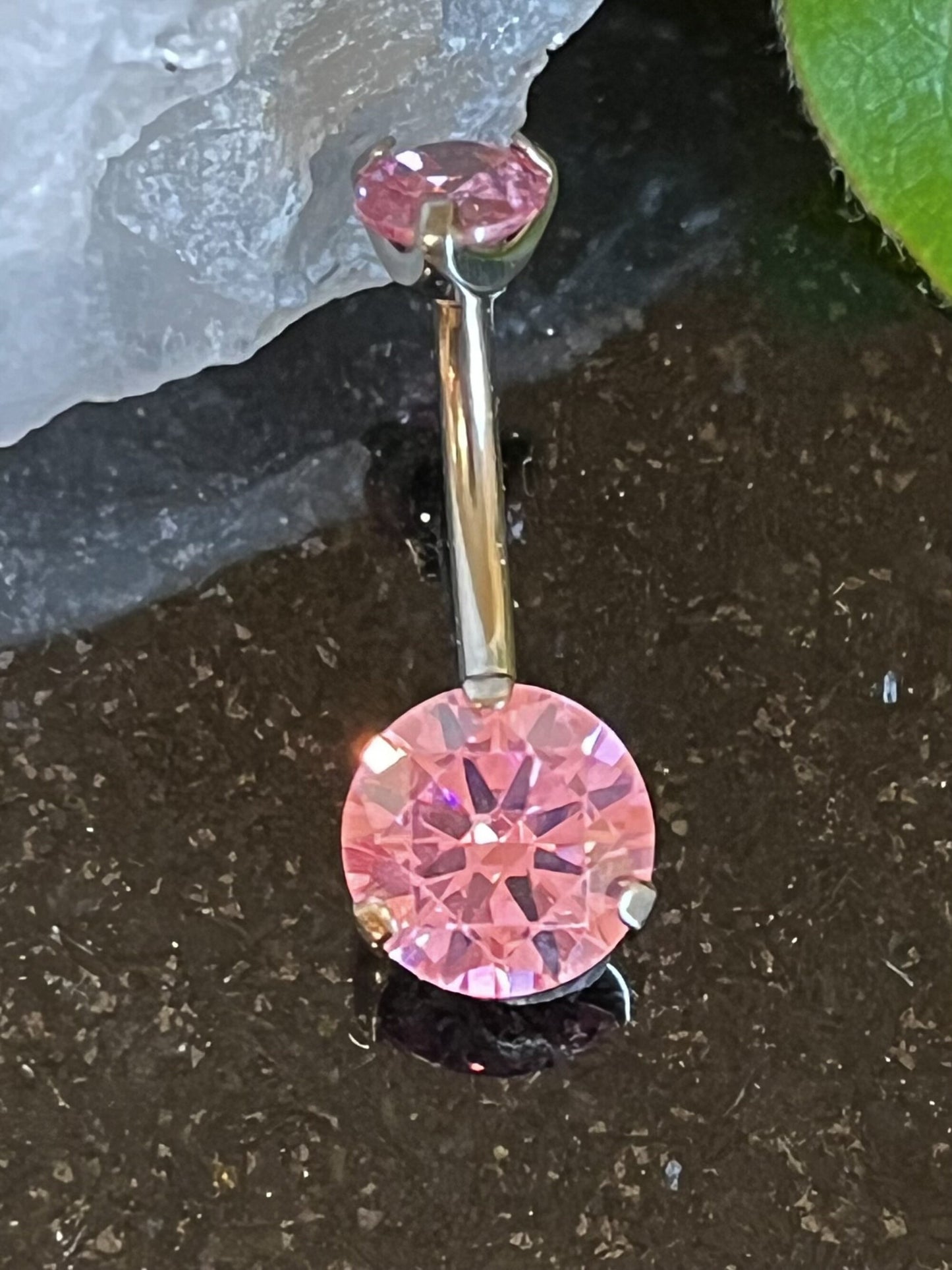 1 Piece Solid Implant Grade Titanium Round Gem Internally Threaded Navel/Naval Belly Ring - 14g - Available in a Variety of Colors!