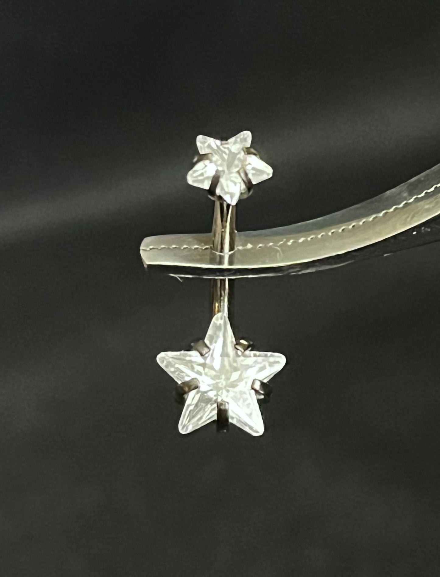 1 Piece Brilliant Prong Set CZ Gem Double Star Internally Threaded Navel/Naval Belly Ring - 14g - 10mm - Available in a Variety of Colors:)