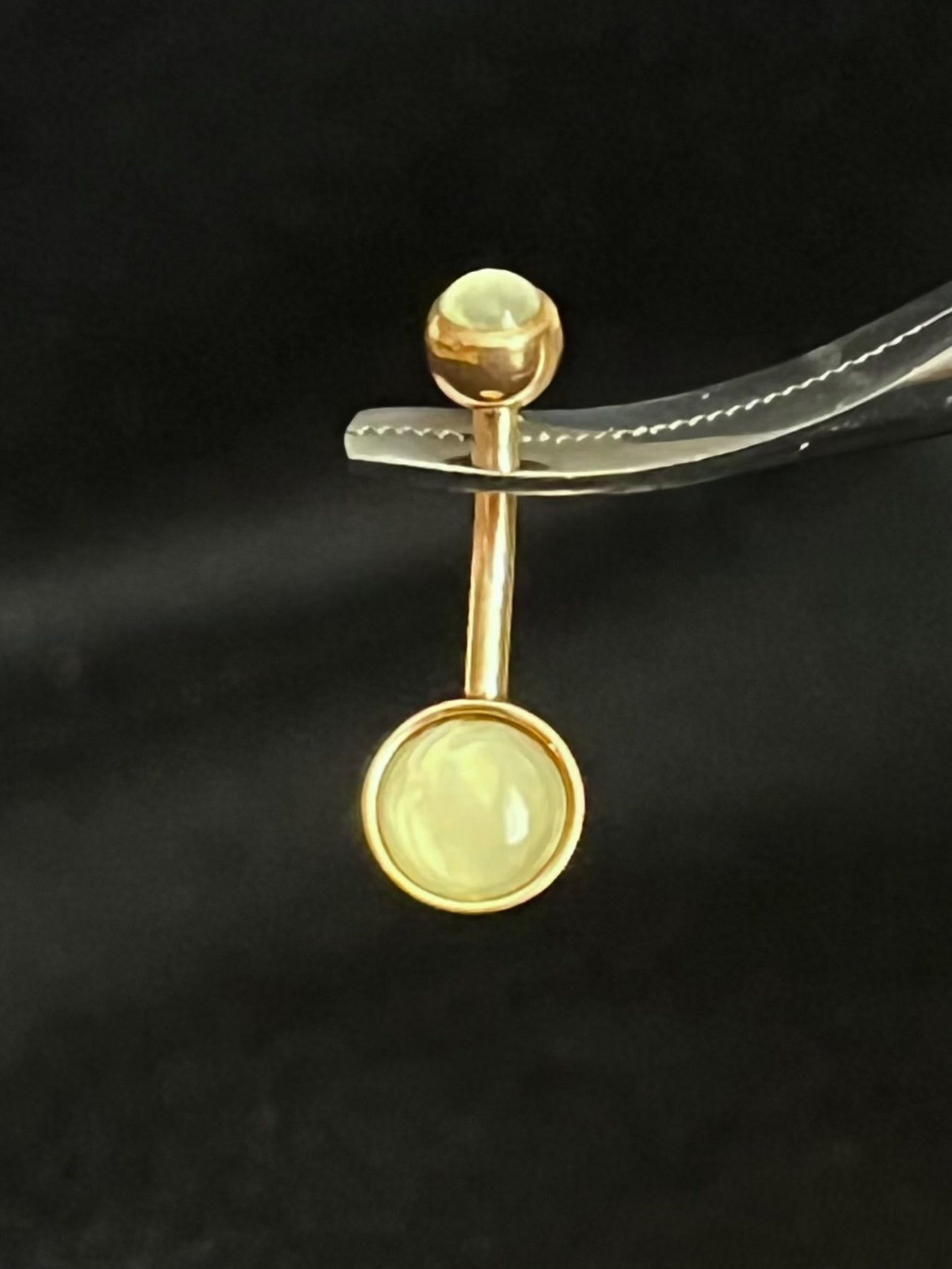 1 Piece Beautiful Double Round Illuminating Stone Gem Ring Navel / Naval Belly Ring - 14g - 10mm - Available in a Variety of Colors!