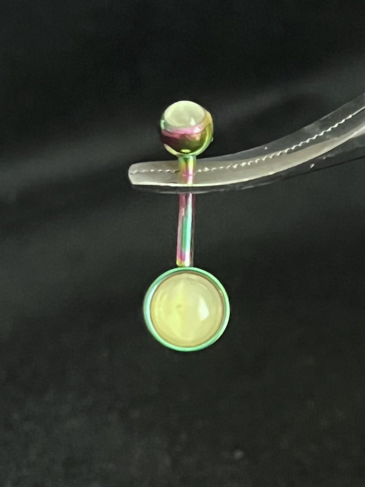 1 Piece Beautiful Double Round Illuminating Stone Gem Ring Navel / Naval Belly Ring - 14g - 10mm - Available in a Variety of Colors!