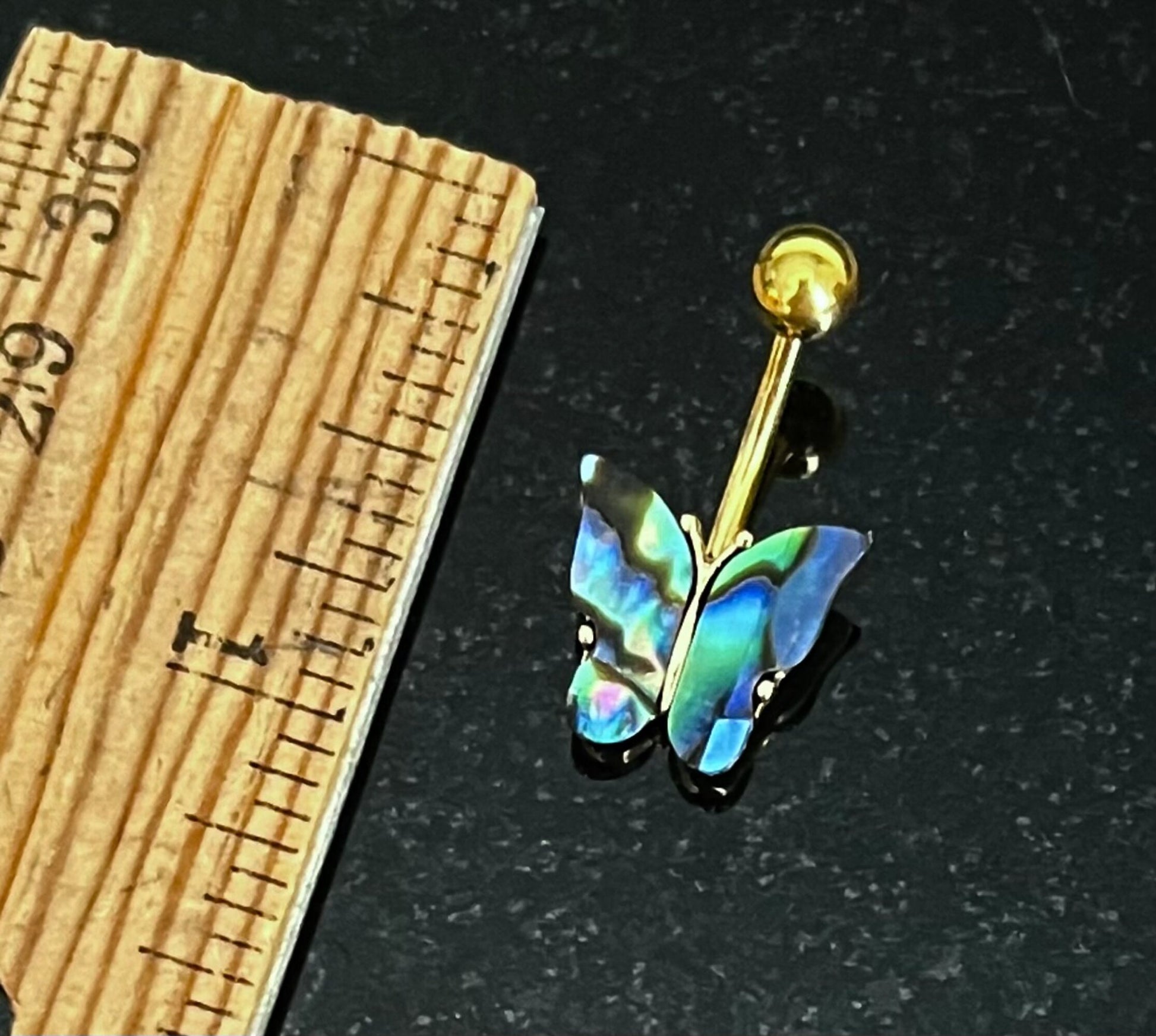 1 Piece Stunning Abalone Shell Butterfly Navel / Naval Belly Button Ring - 14g - 10mm - Gold and Silver Available!