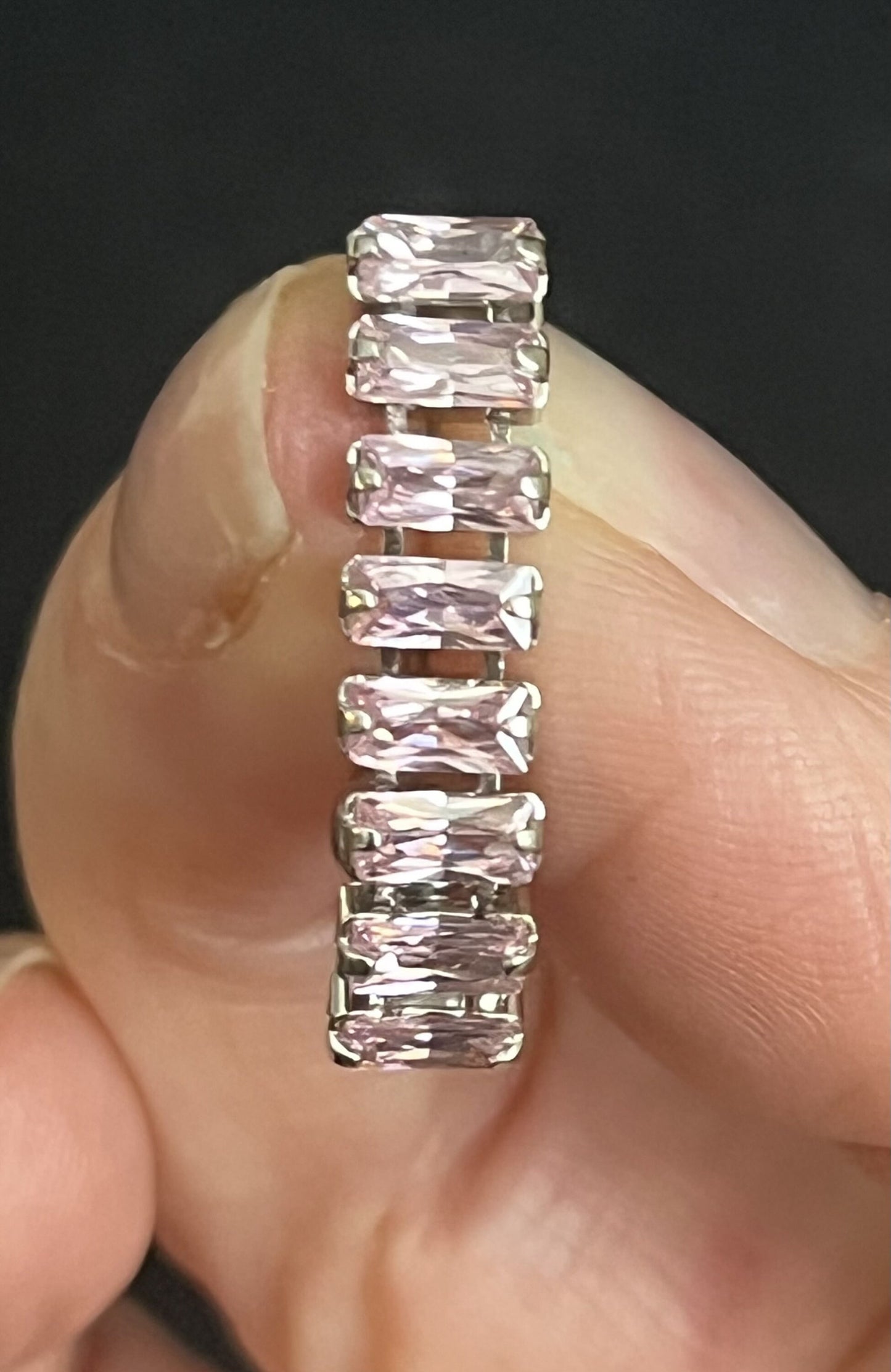 1 Piece Beautiful 8-Baguette CZ Gem Top Drop Dangle Reverse Navel / Naval Belly Ring - 14g - 10mm - Clear, Pink & Purple Available!
