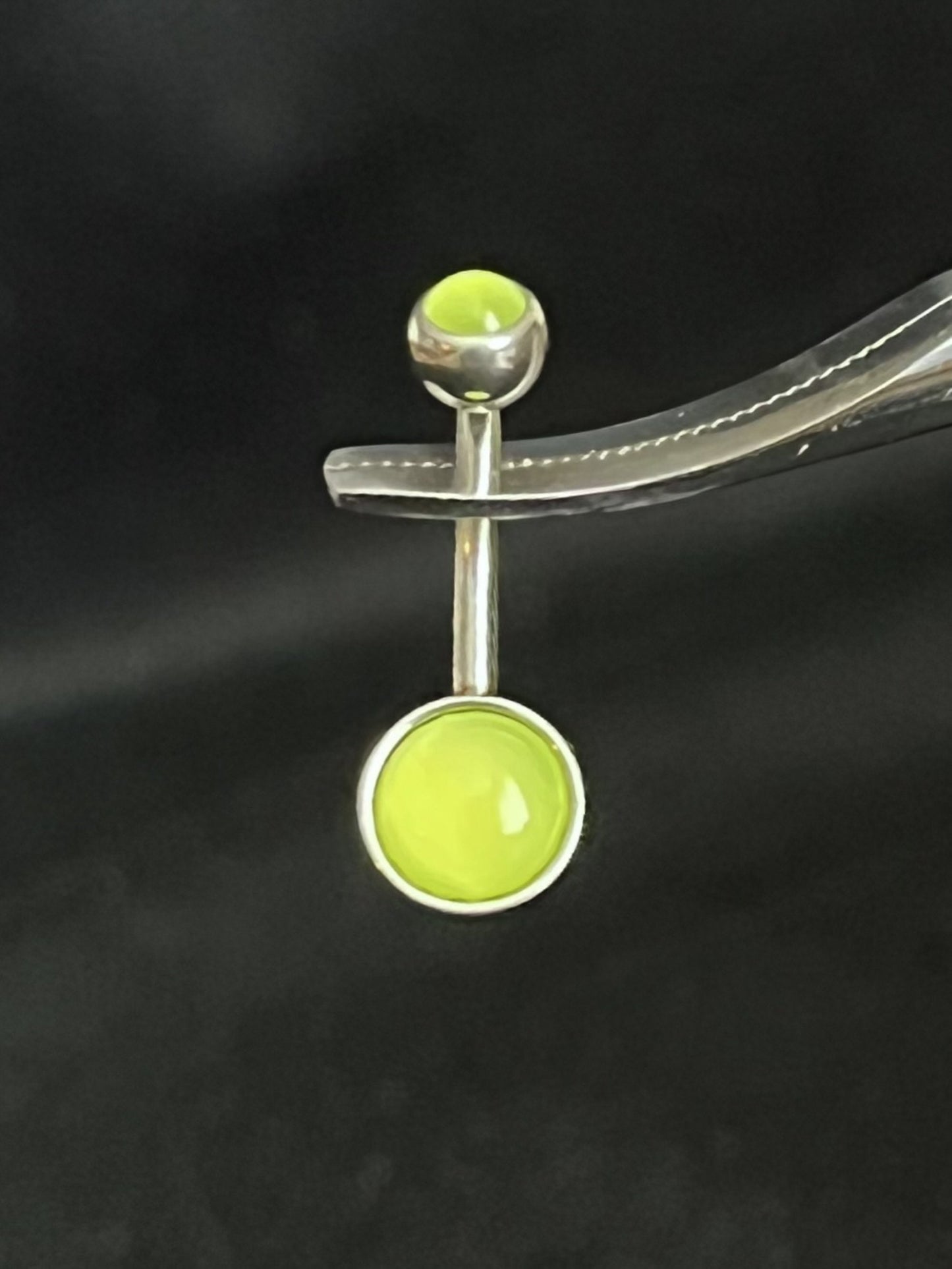 1 Piece Beautiful Double Round Illuminating Stone Gem Ring Navel / Naval Belly Ring - 14g - 10mm - Available in a Variety of Colors!