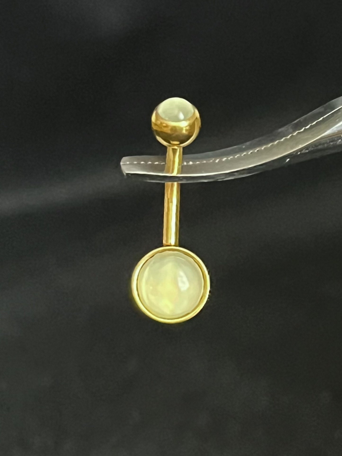 1 Piece Beautiful Double Round Illuminating Stone Gem Ring Navel / Naval Belly Ring - 14g - 10mm - Available in a Variety of Colors!