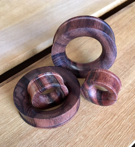 PAIR of Unique Organic Brown Sono Wood Tunnels - Gauges 2g (6mm) up to 1&5/8" (40mm) available!