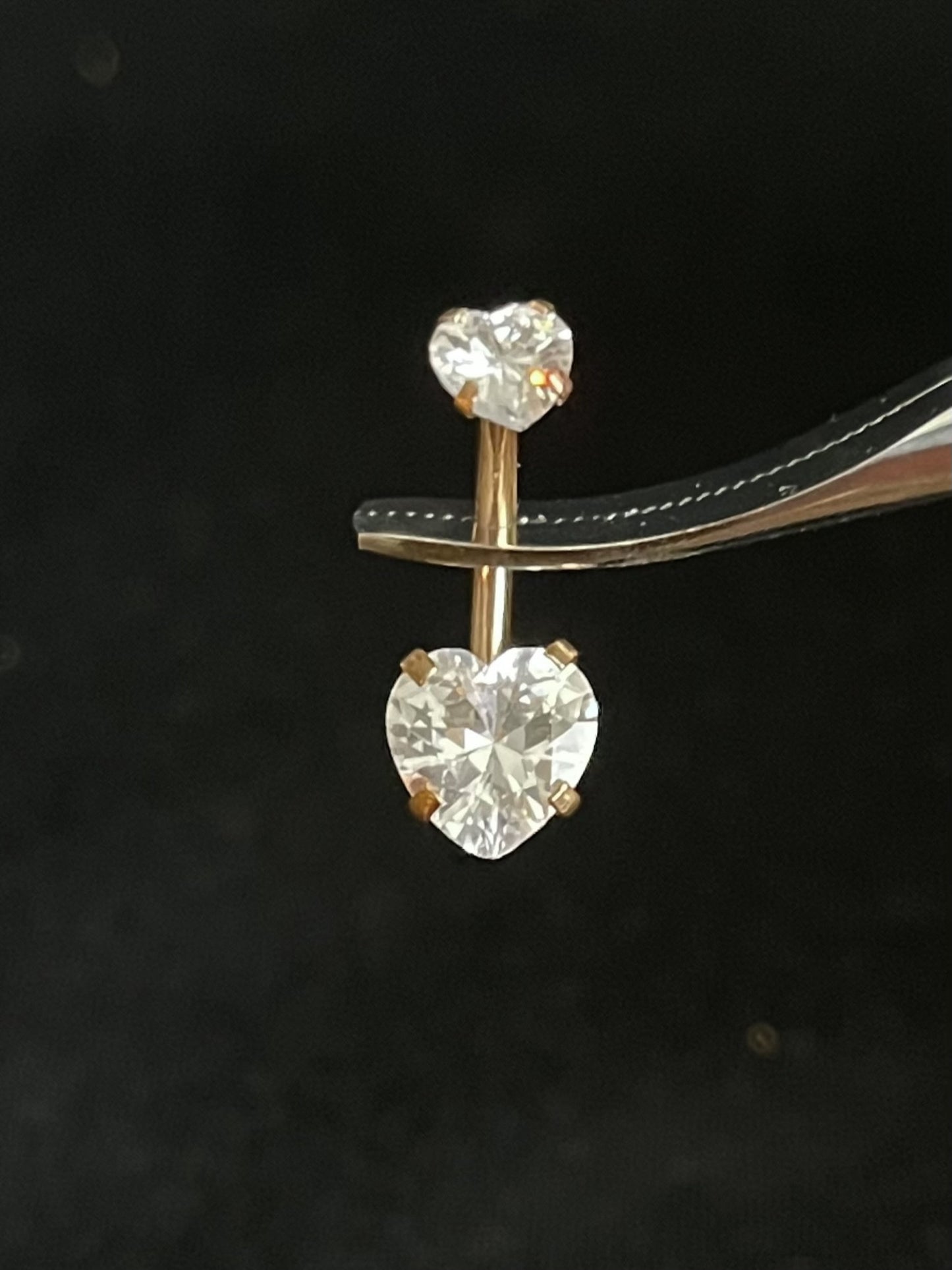 1 Piece Stunning Prong Set Heart CZ Gem Internally Threaded Navel / Naval Belly Ring - 14g - Available in a Variety of Colors!