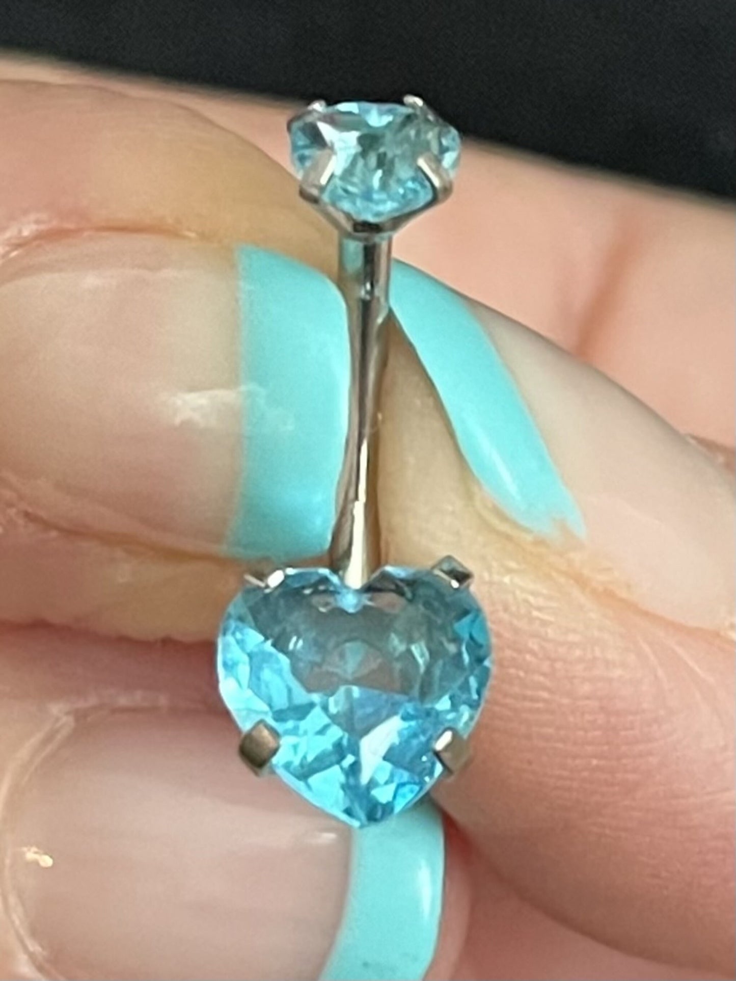 1 Piece Stunning Prong Set Heart CZ Gem Internally Threaded Navel / Naval Belly Ring - 14g - Available in a Variety of Colors!