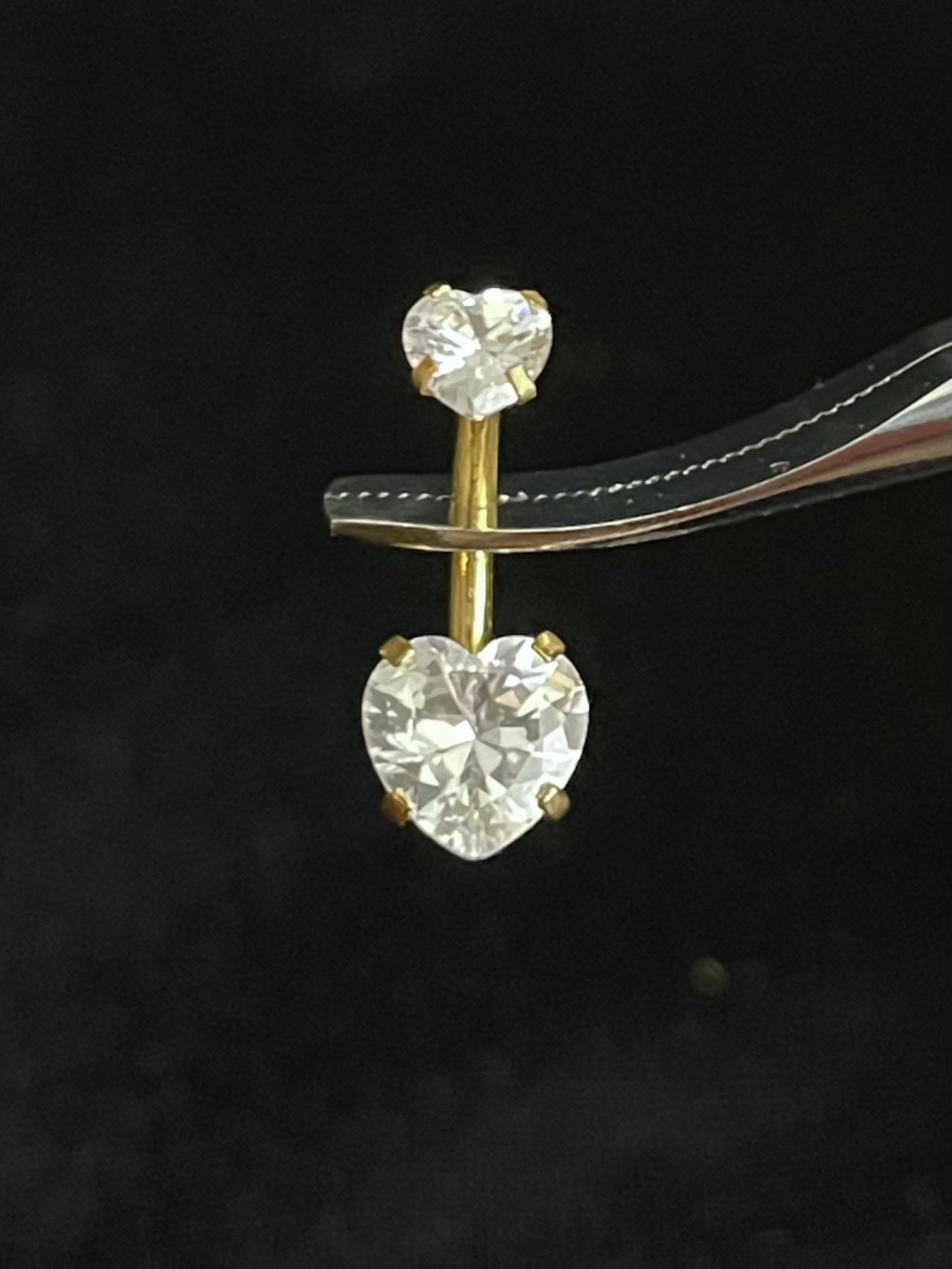 1 Piece Stunning Prong Set Heart CZ Gem Internally Threaded Navel / Naval Belly Ring - 14g - Available in a Variety of Colors!