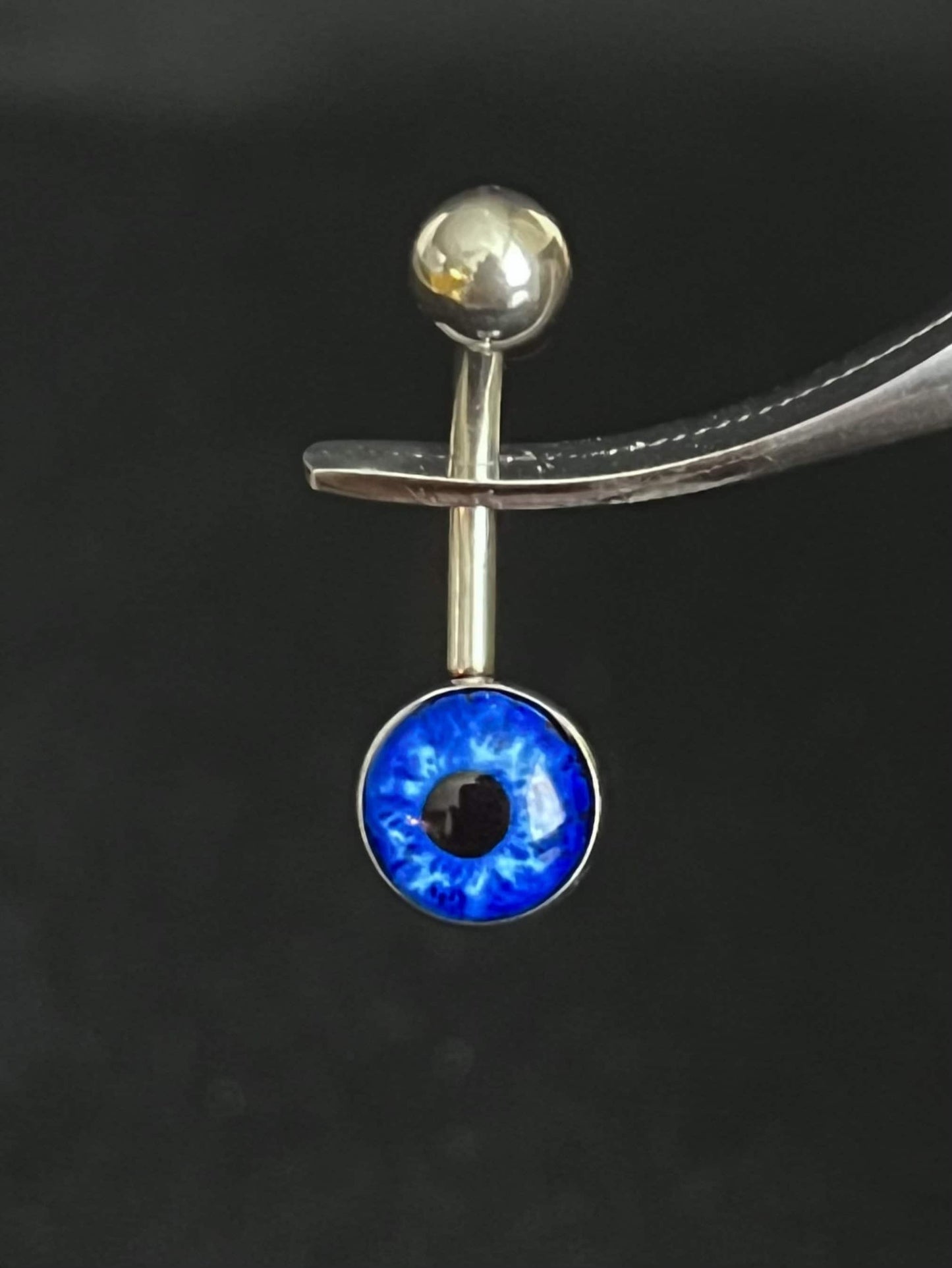 1 Piece Beautiful Eyeball Logo Navel / Naval Eye Ball Belly Ring - 14g - 10mm Bar Length - Blue, Green and Red Available!