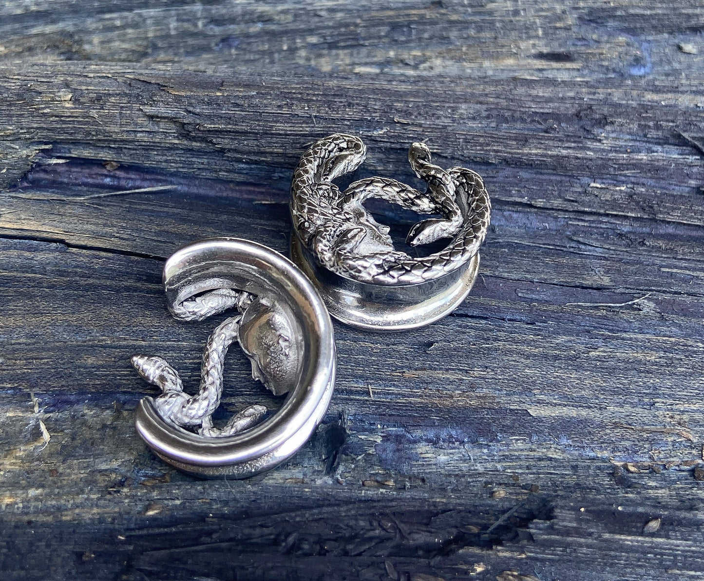PAIR of Unique Medusa Ear Spreader Surgical Steel Tunnels/Plugs - Gauges 0g (8mm) through 5/8" (16mm) available!