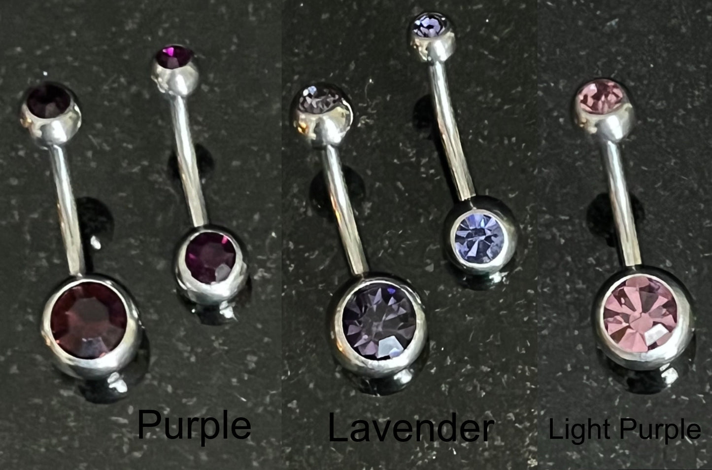 1 Piece Brilliant Double CZ Gem Ball 316L Surgical Steel Navel/Naval Belly Ring - 14g - Available in A Variety of Colors!