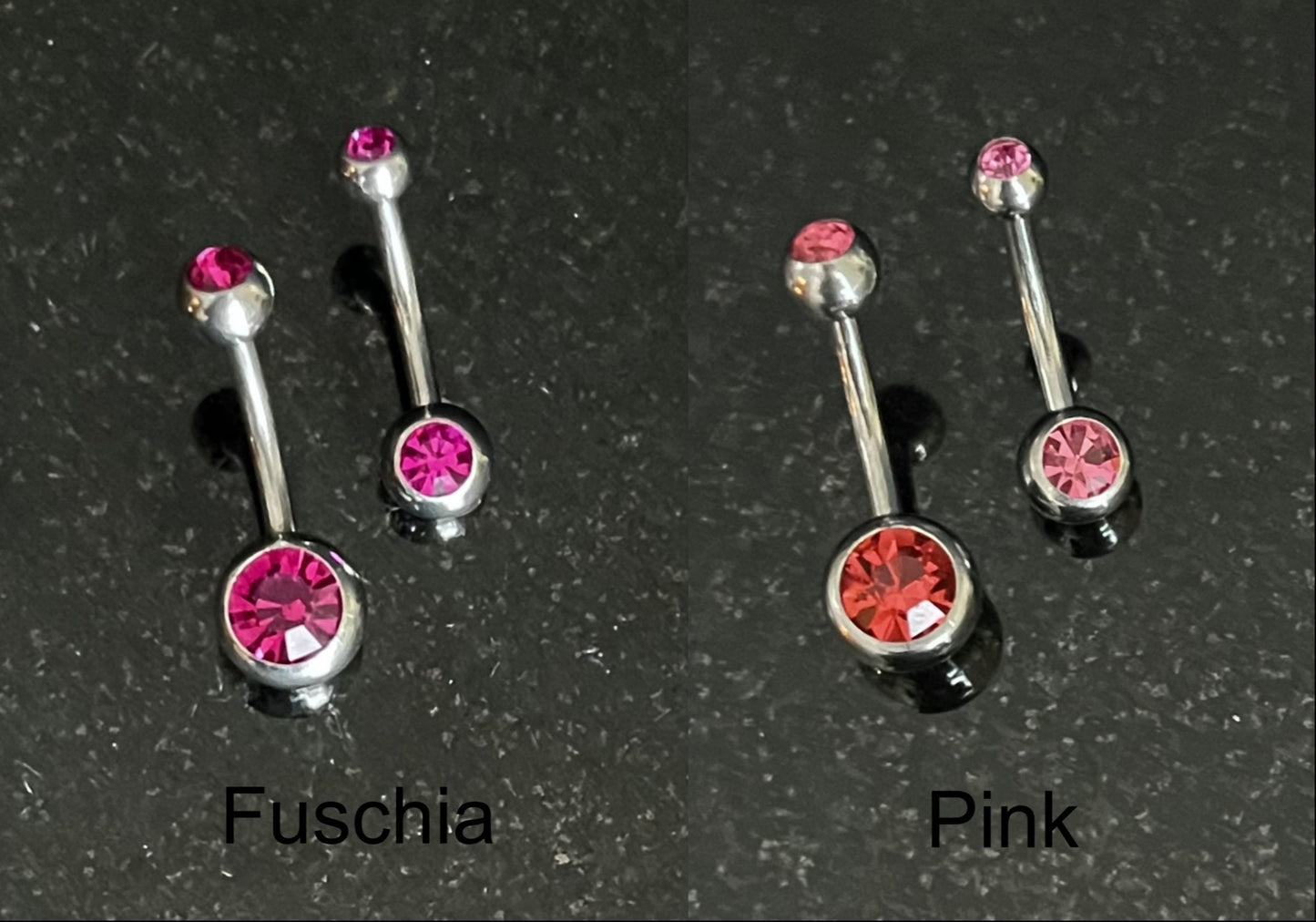 1 Piece Brilliant Double CZ Gem Ball 316L Surgical Steel Navel/Naval Belly Ring - 14g - Available in A Variety of Colors!