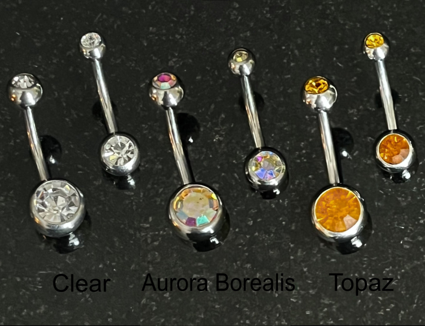 1 Piece Brilliant Double CZ Gem Ball 316L Surgical Steel Navel/Naval Belly Ring - 14g - Available in A Variety of Colors!