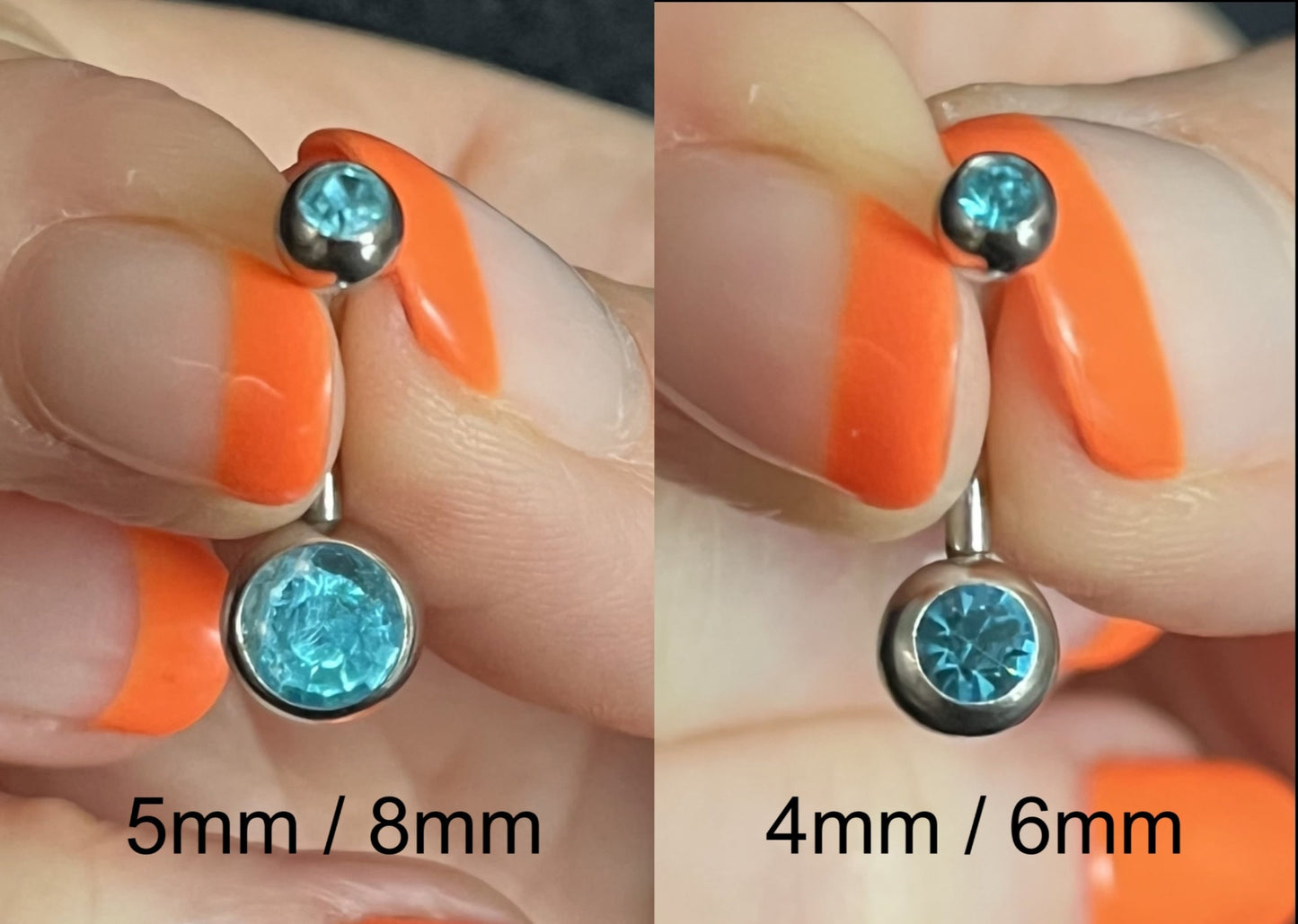 1 Piece Brilliant Double CZ Gem Ball 316L Surgical Steel Navel/Naval Belly Ring - 14g - Available in A Variety of Colors!