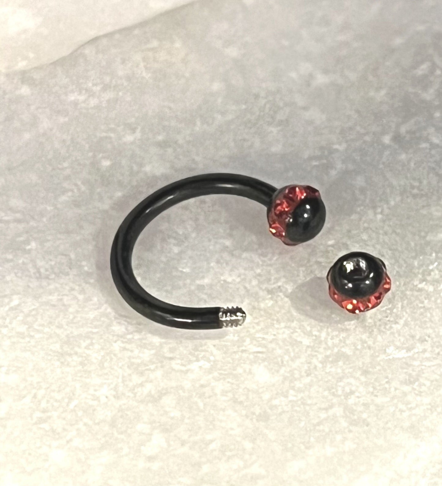 1 Piece Beautiful Crystal Paved Black Circular Horseshoe Septum Ring - 16g, 8mm - Aurora Borealis, Clear, Pink, Aqua or Red Available!