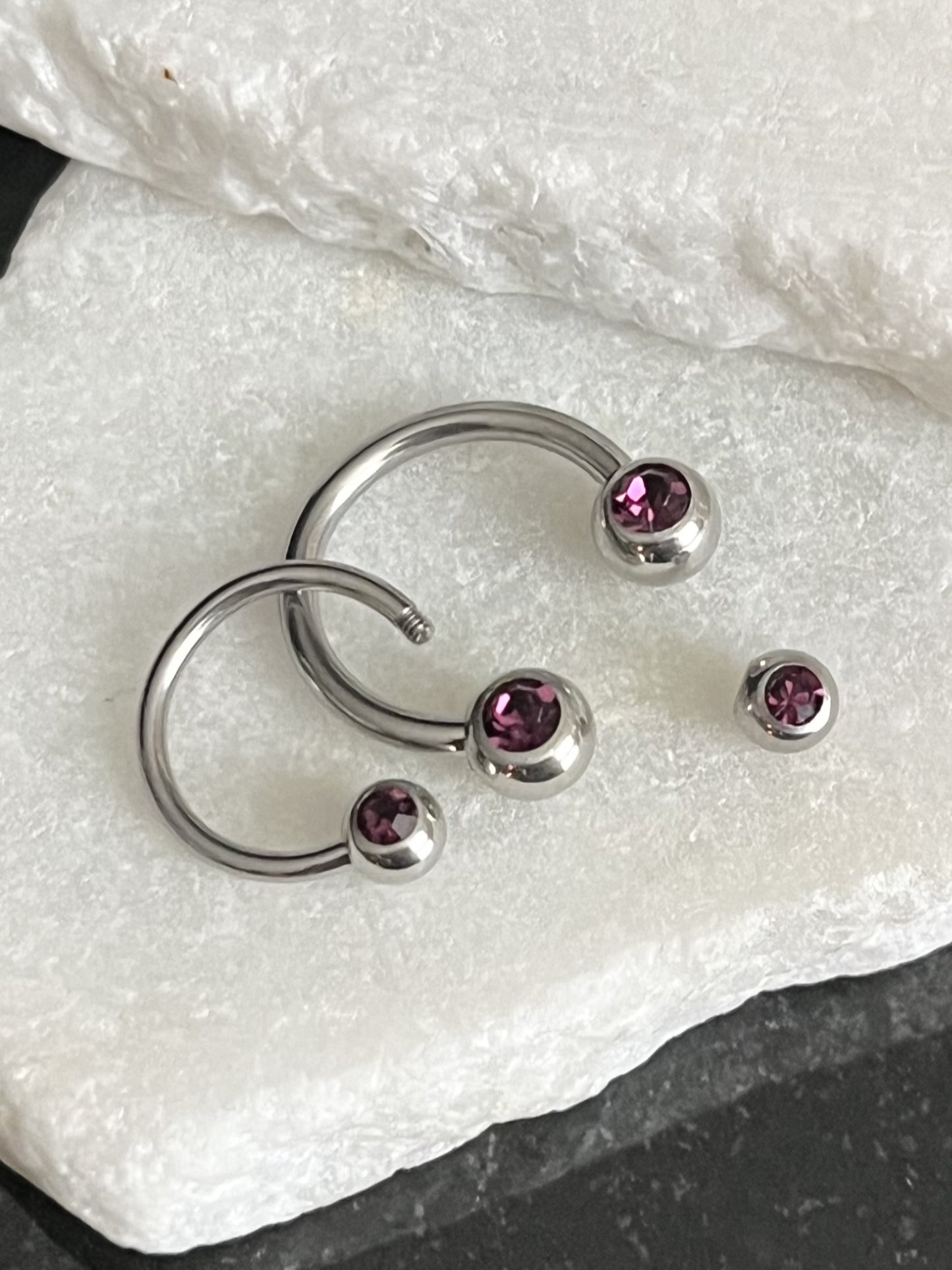 1 Piece Stunning Front Facing CZ Gems 316L Surgical Steel Circular Horseshoe Septum Ring - 16g or 14g - Available in a Variety of Colors!