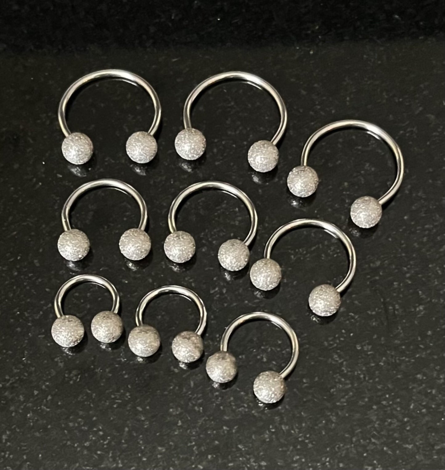 1 Piece Frosted Balls Circular Surgical Steel Horseshoe Circular Septum Ring - 16g, 1/4" (6mm) thru 5/8" (16mm) Available in 3mm, 4mm & 5mm!